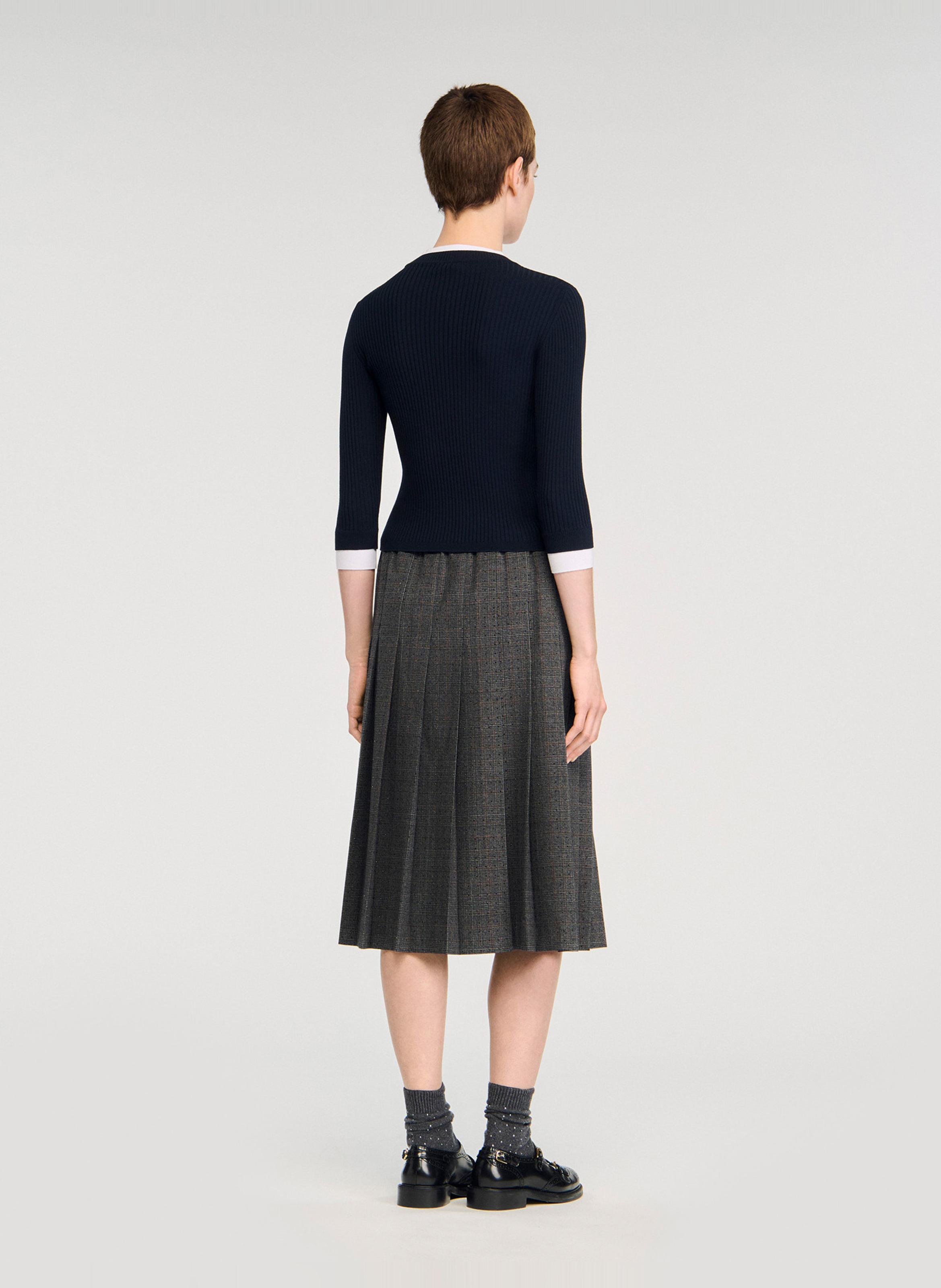 Kurzärmliger Pullover mit Rundhalsausschnitt SANDRO Blau