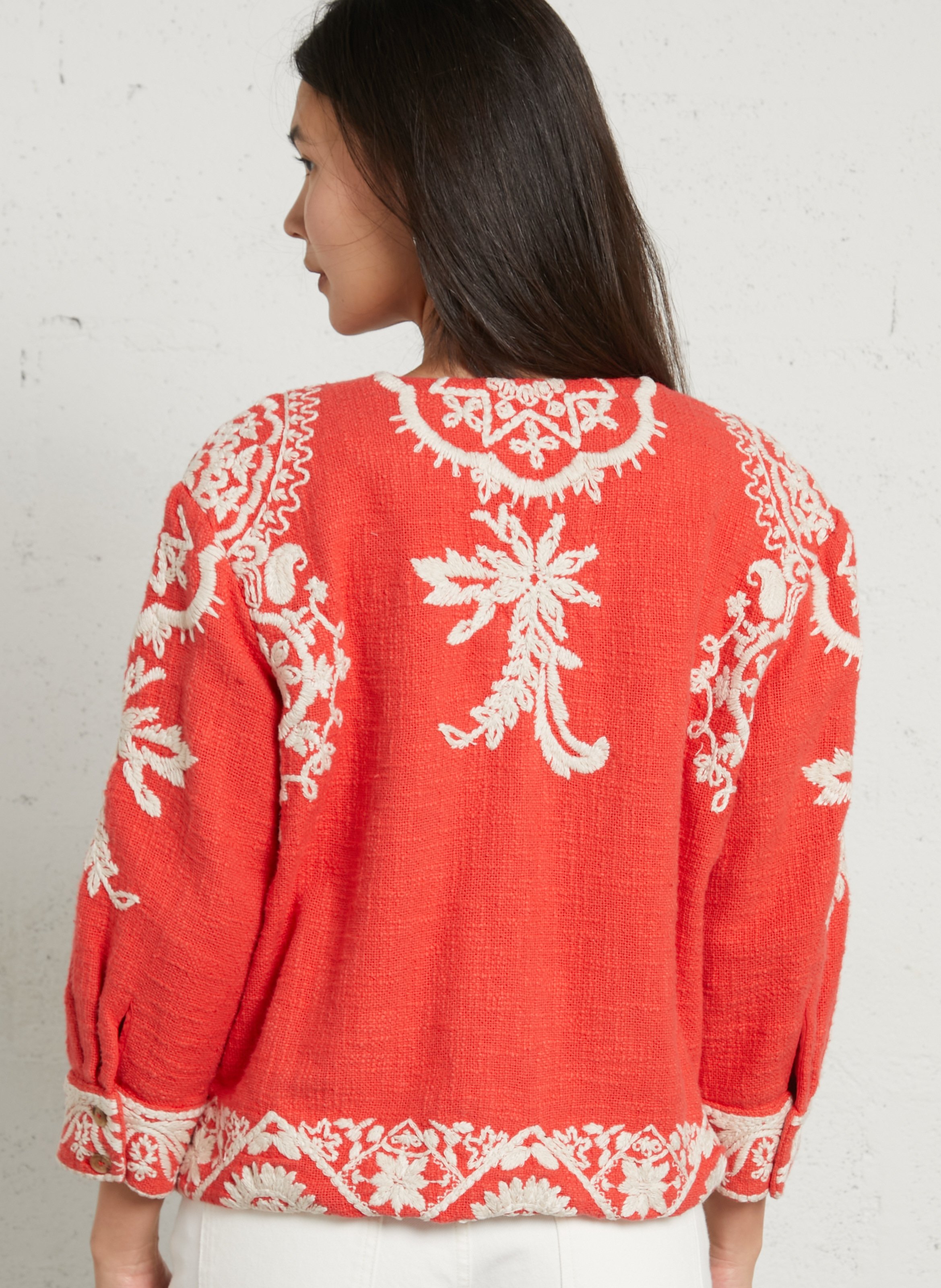 Veste col rond en coton MAISON 123 Rouge