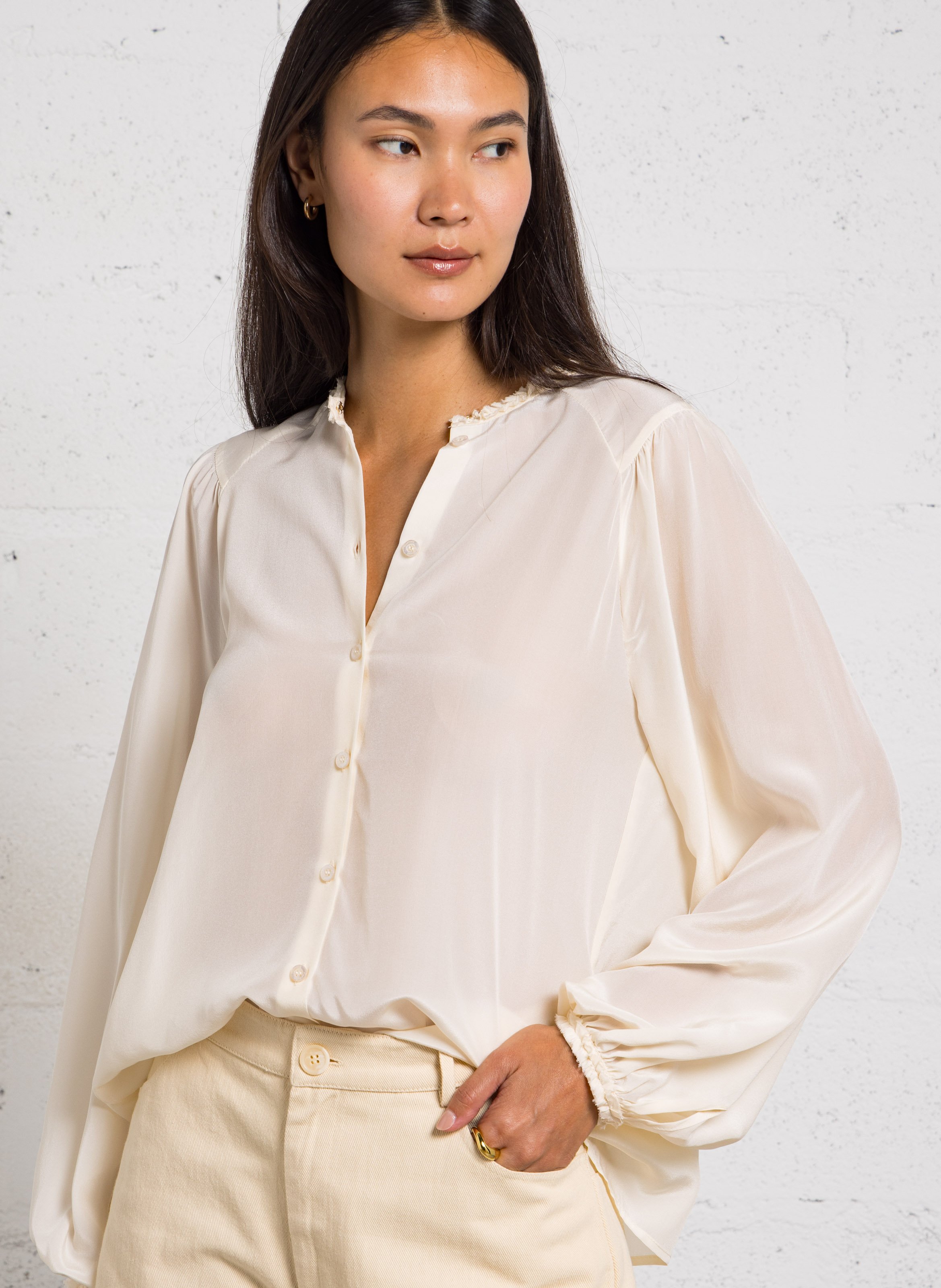 Loose-fit silk shirt MOMONI Beige