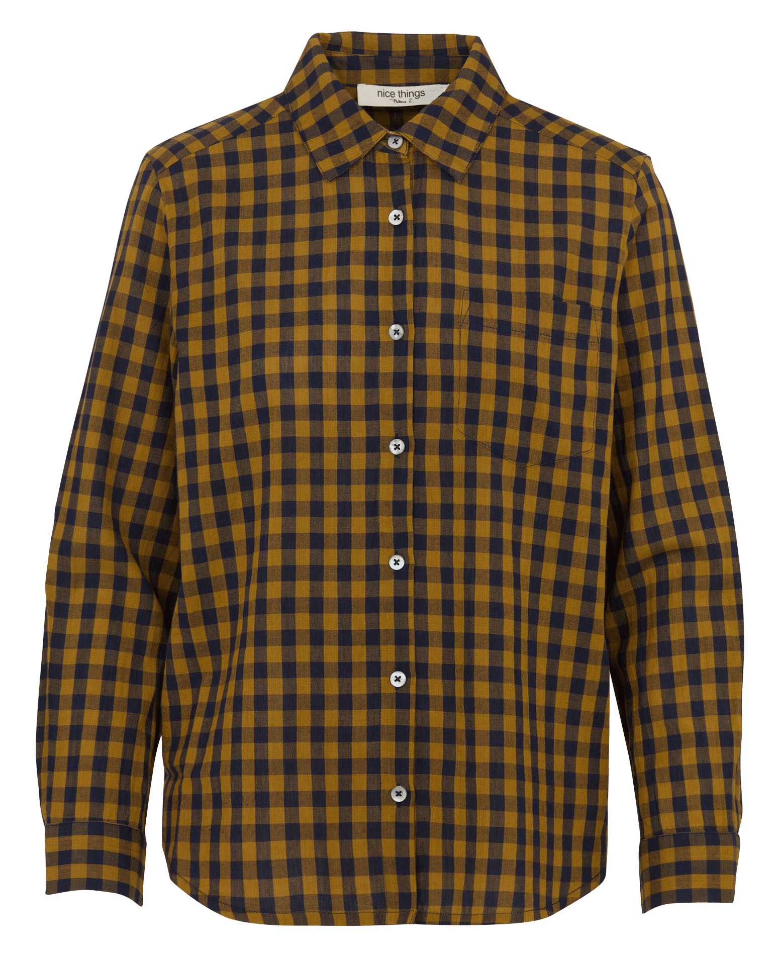 Checked cotton shirt NICE THINGS Green