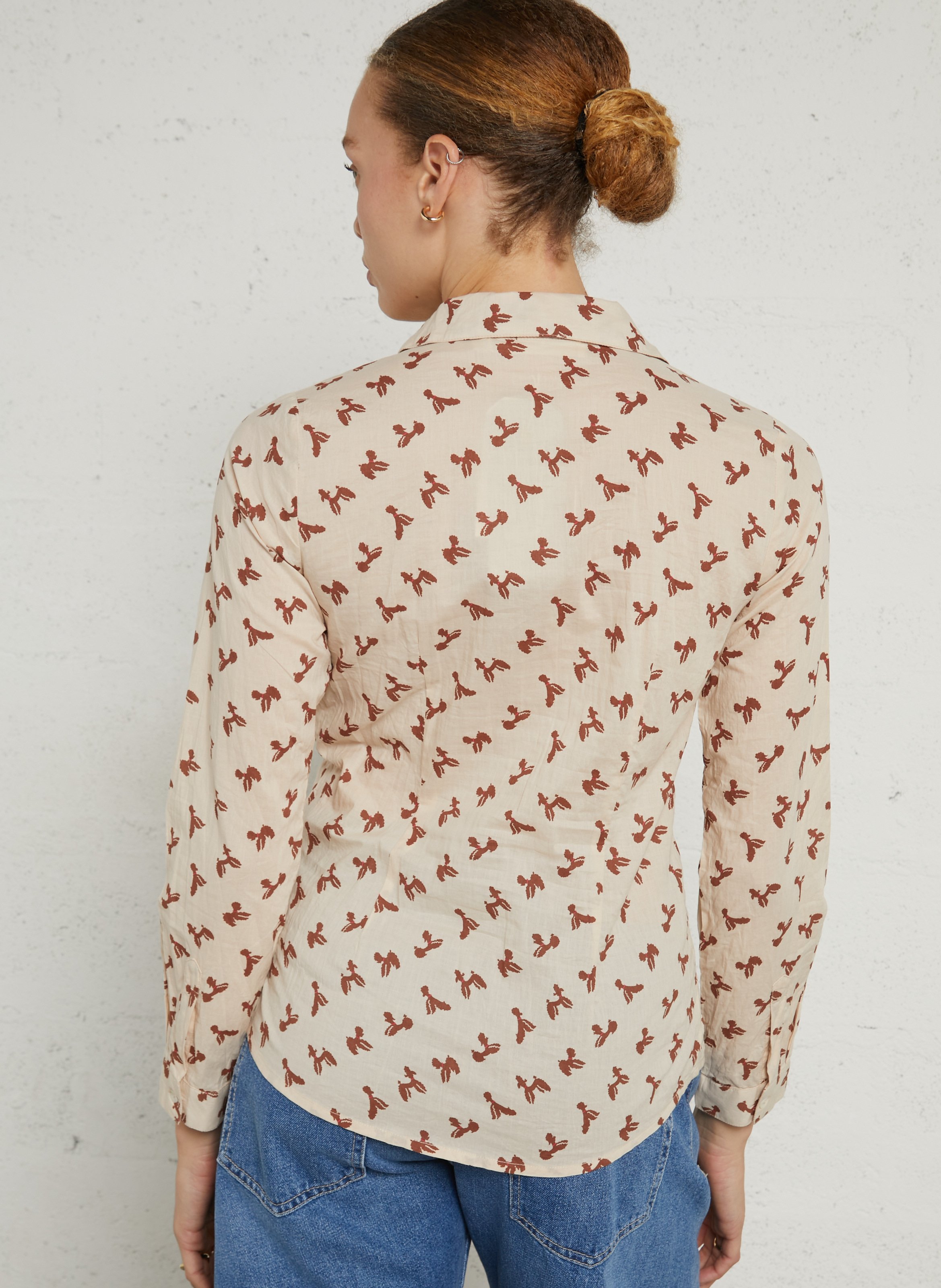 Printed cotton shirt NICE THINGS Beige