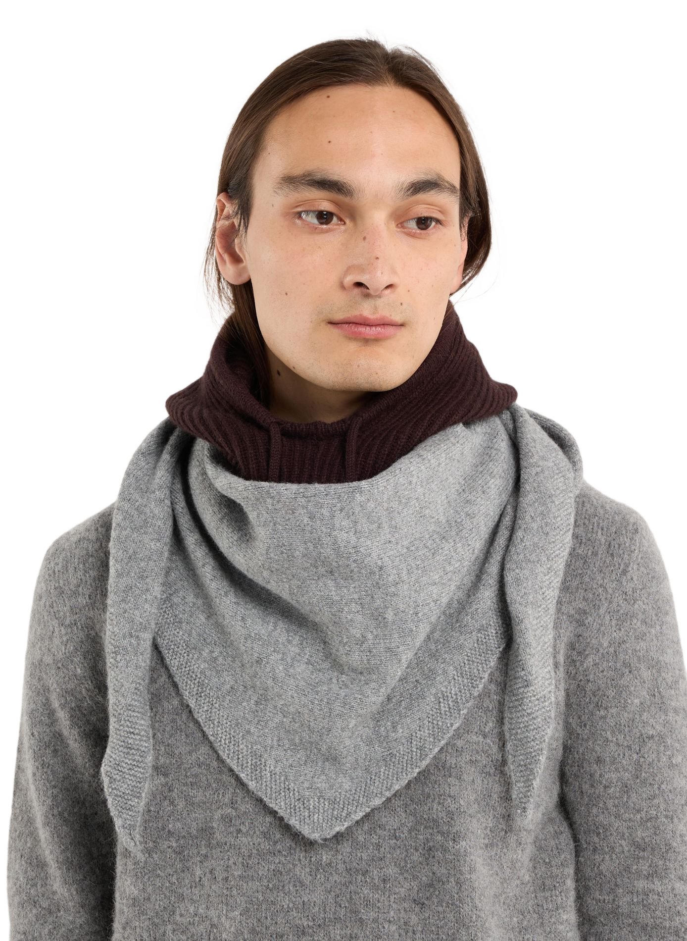 Ribbed Triangle Scarf SAISON 1865 Grey