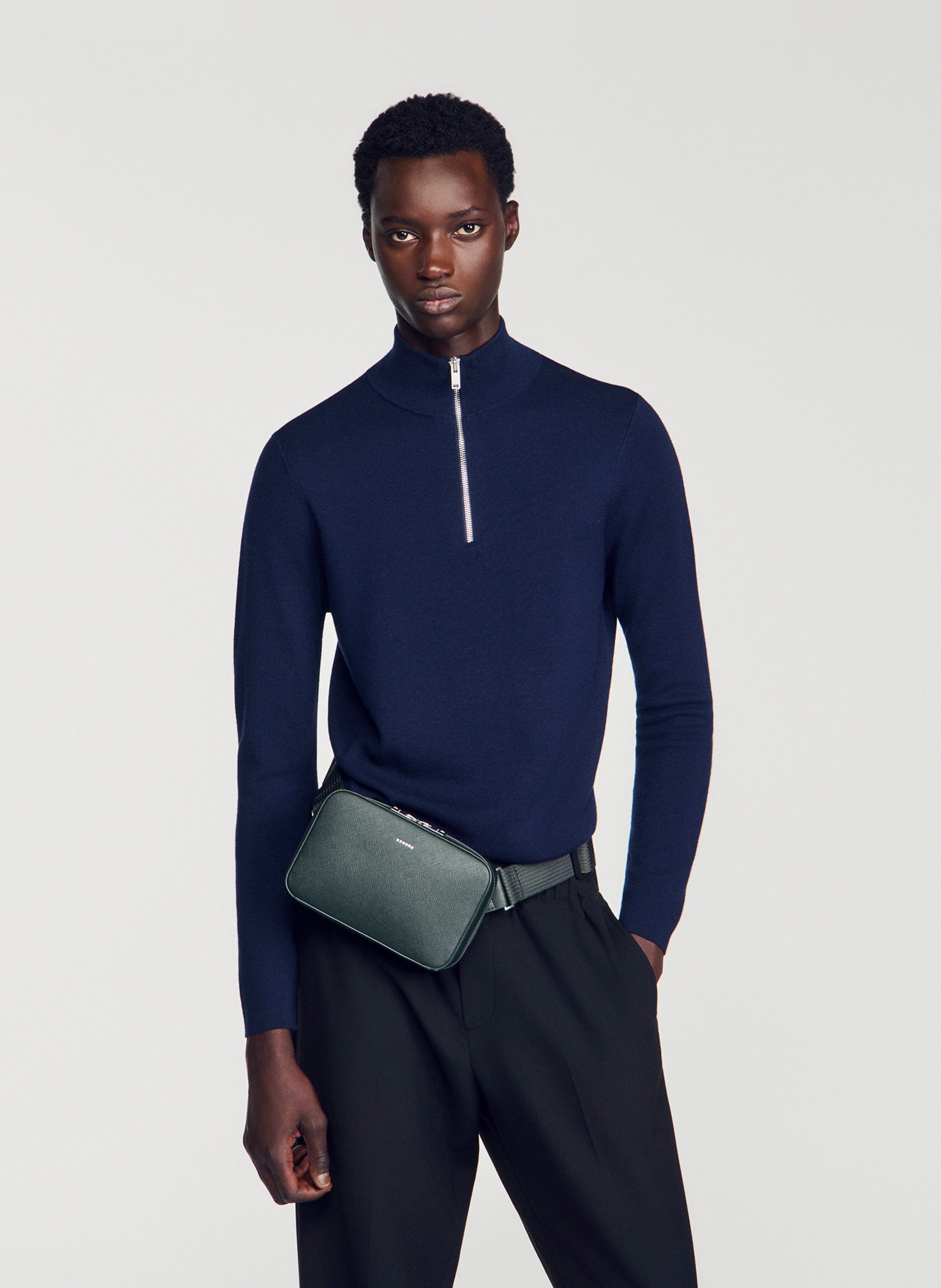 Sac bandoulière en cuir SANDRO Vert