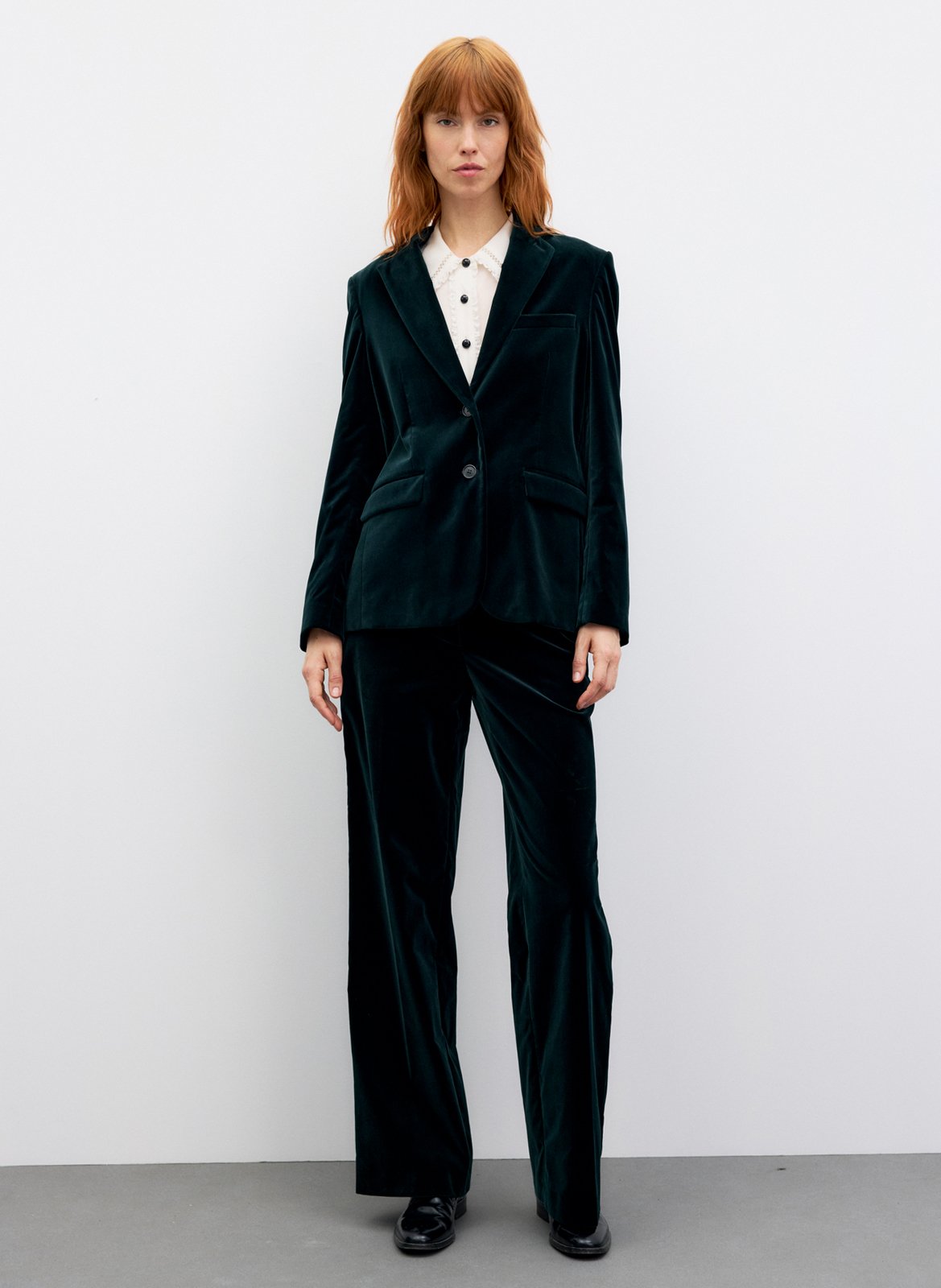 Fitted velvet cotton blend blazer GERARD DAREL Green