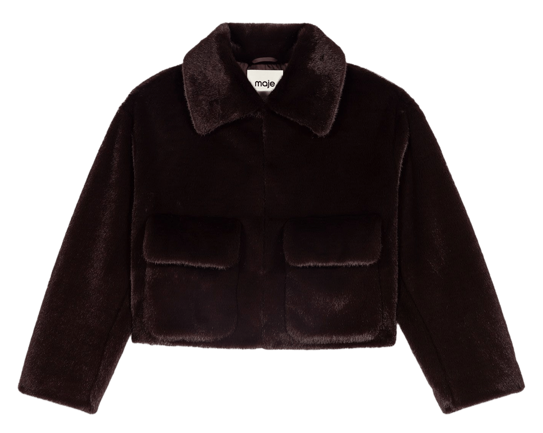 Veste droite en fourrure synthétique MAJE Marron