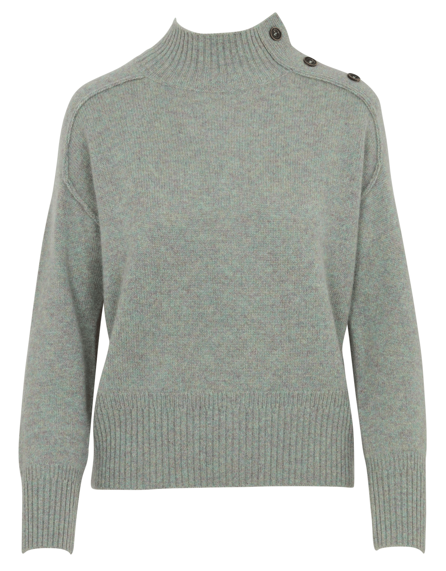 High-neck straight-cut cashmere sweater MAISON 123 Green