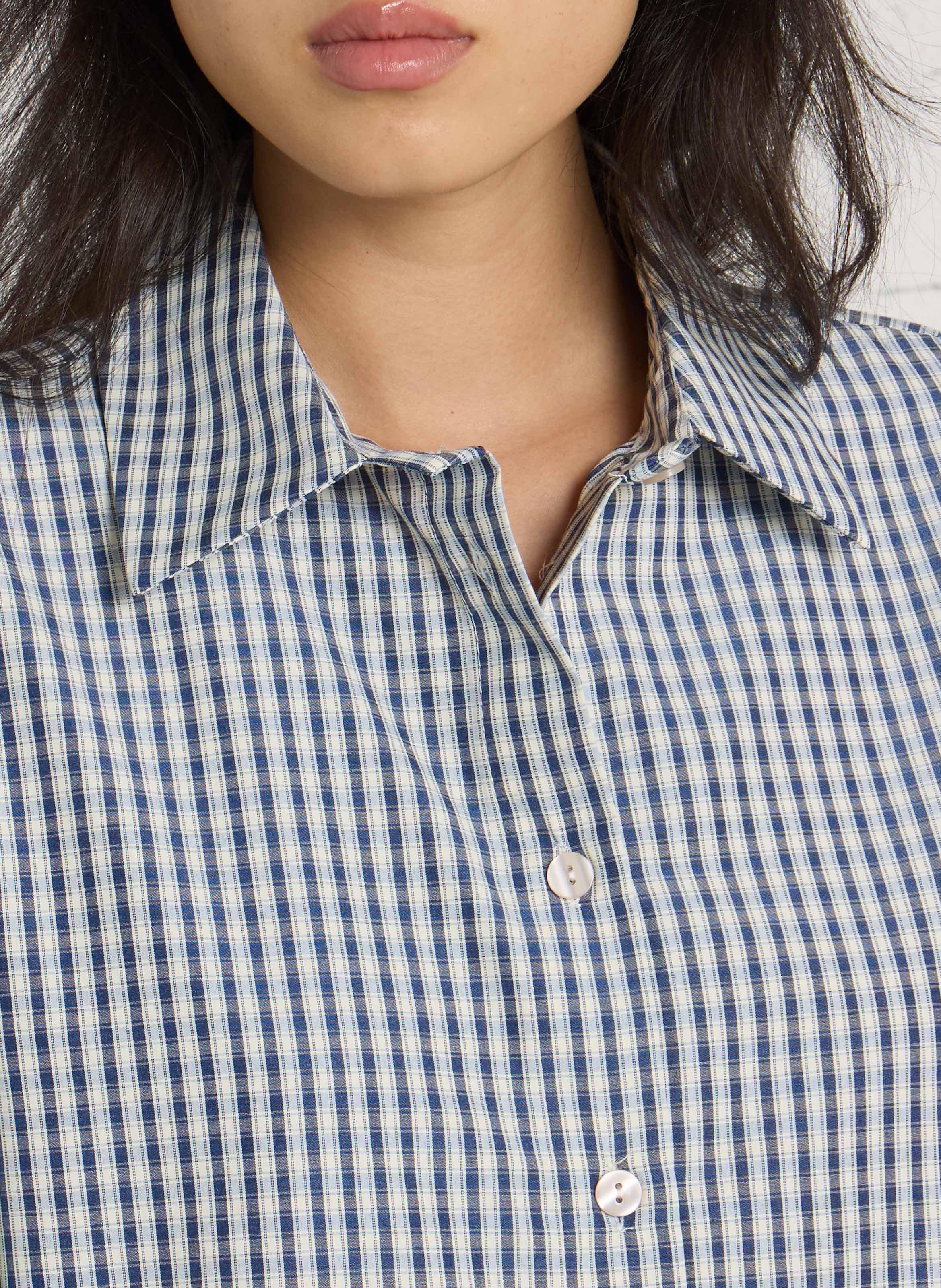 Chemise courte à motif vichy PLEASE Bleu