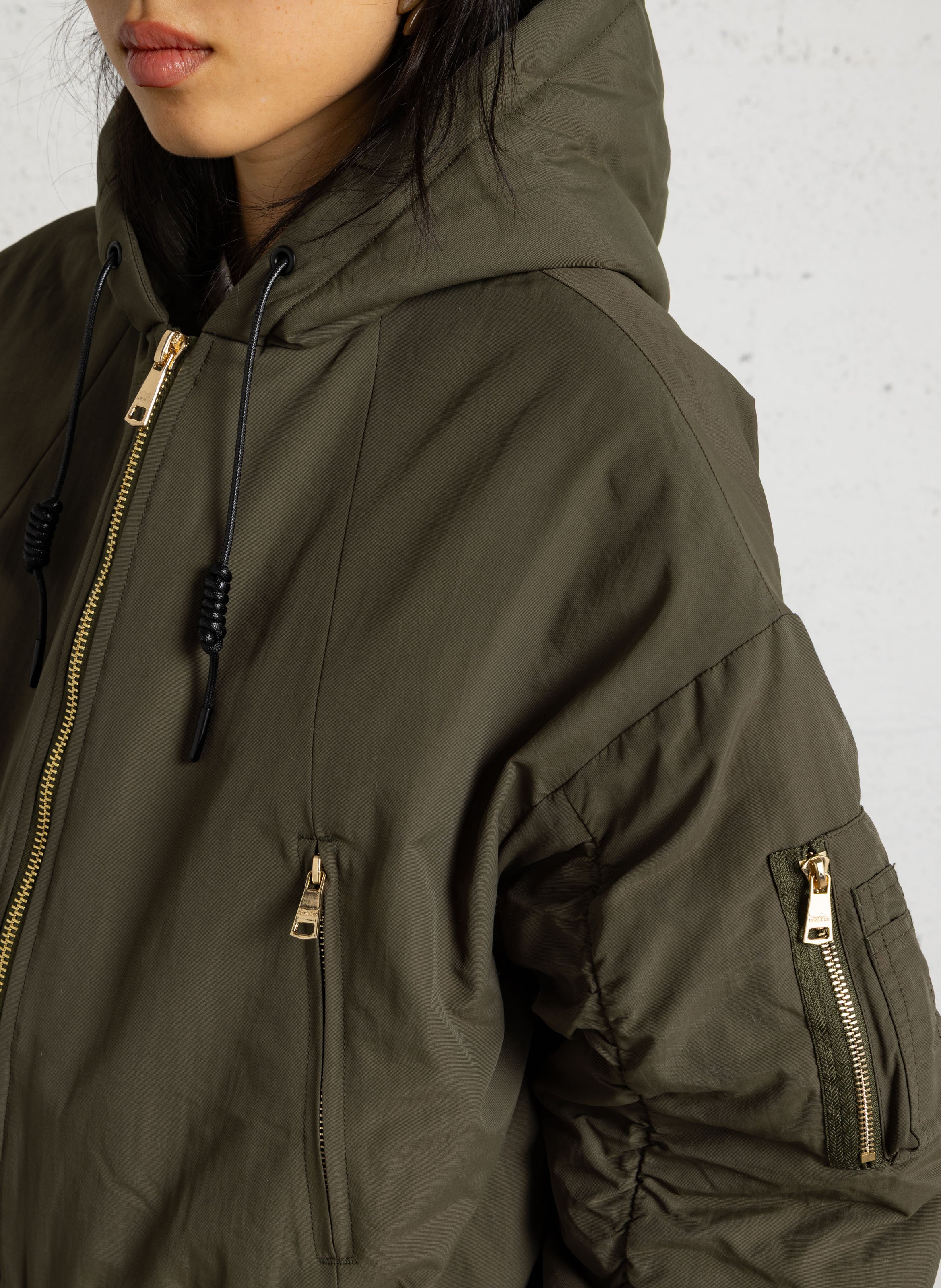 Blouson droite col capuche BOMBERS ORIGINAL Kaki