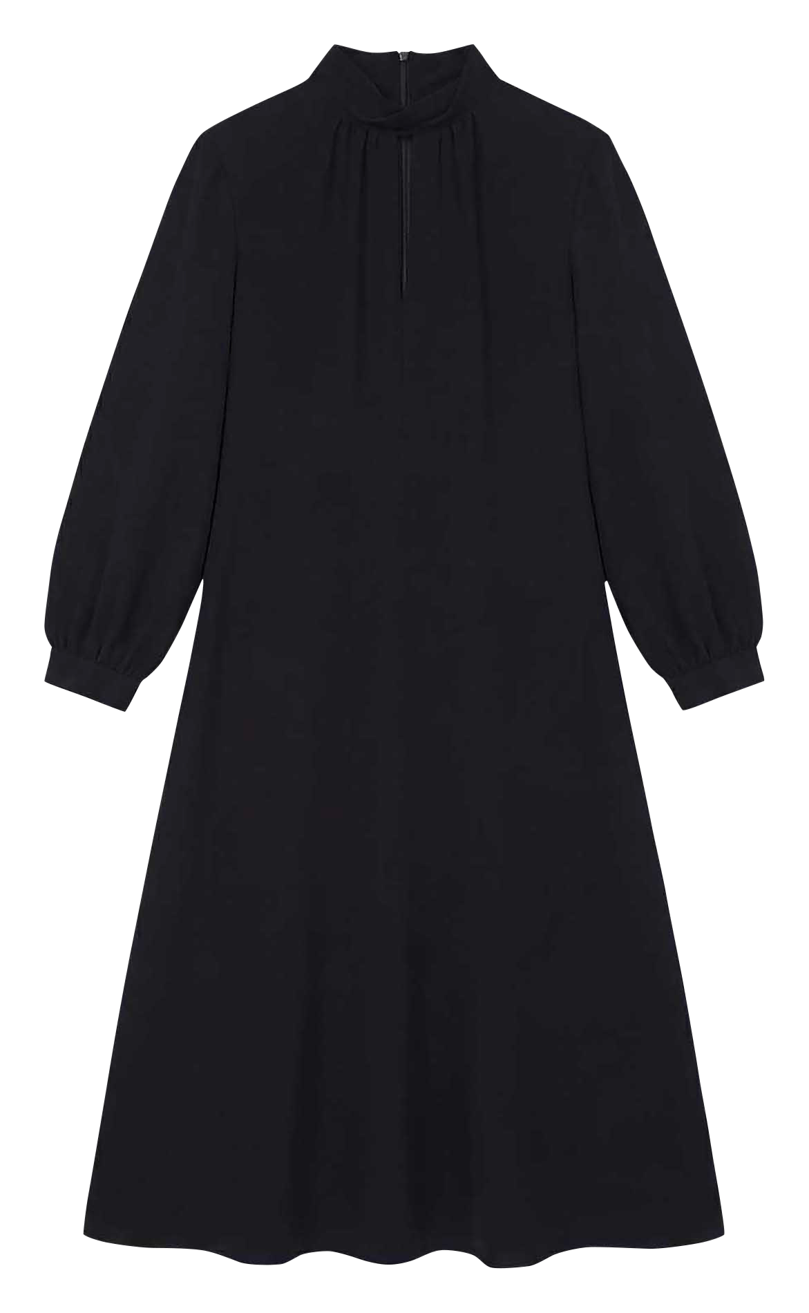 Einfarbiges weites Langarmkleid TARA JARMON Schwarz