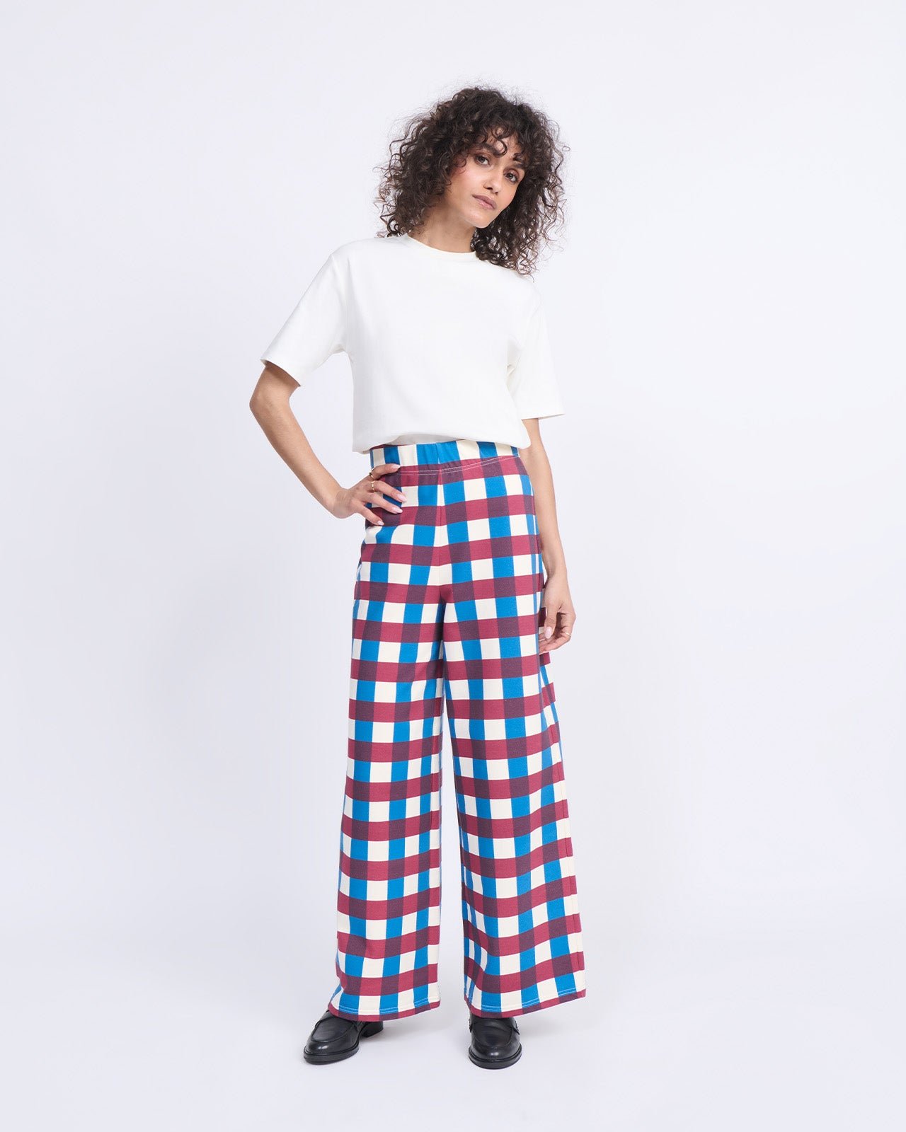 Organic cotton gingham-print trousers EMOI EMOI Multicolored