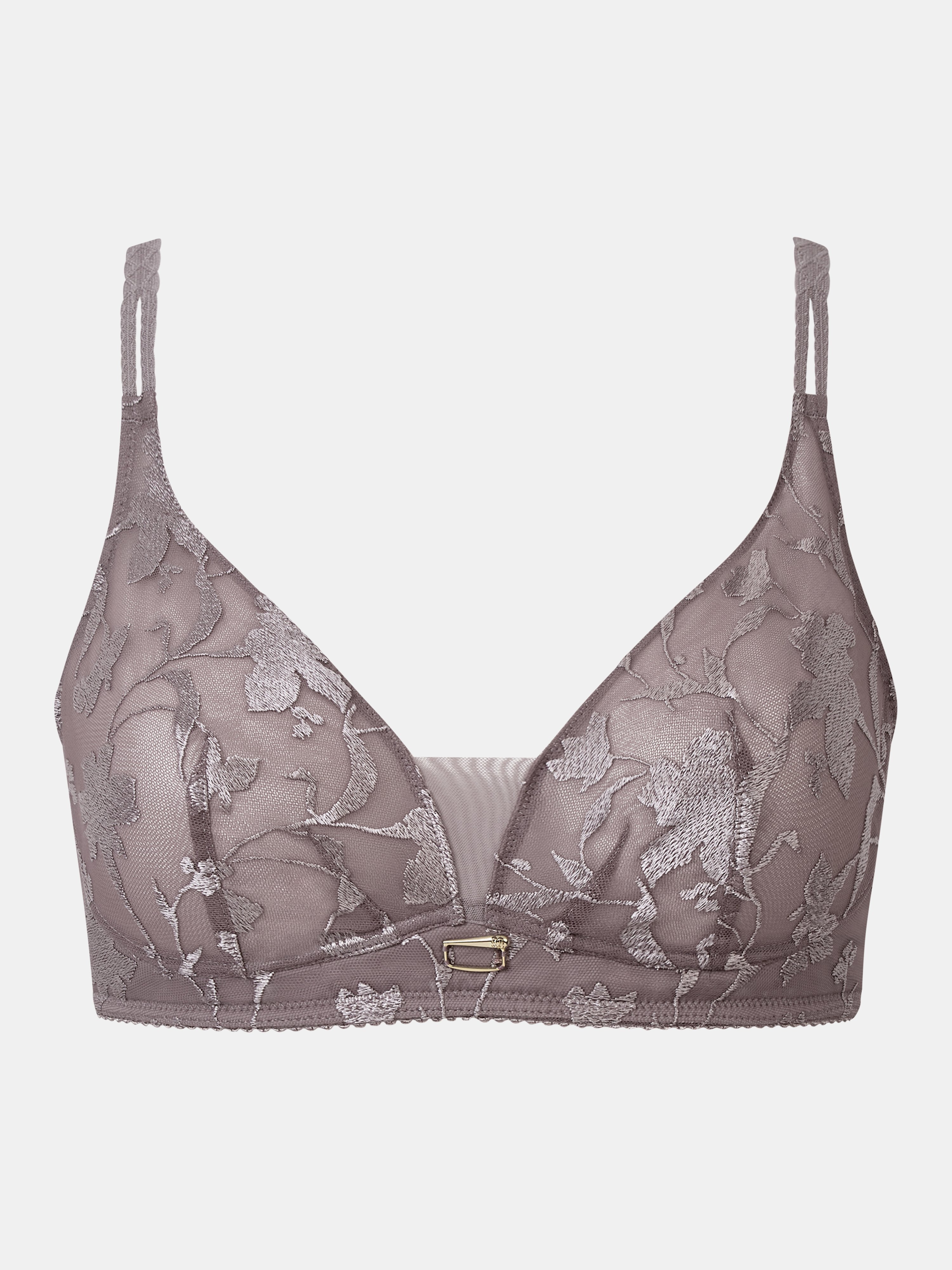 Non-wired bra with floral embroidery CHANTELLE Brown