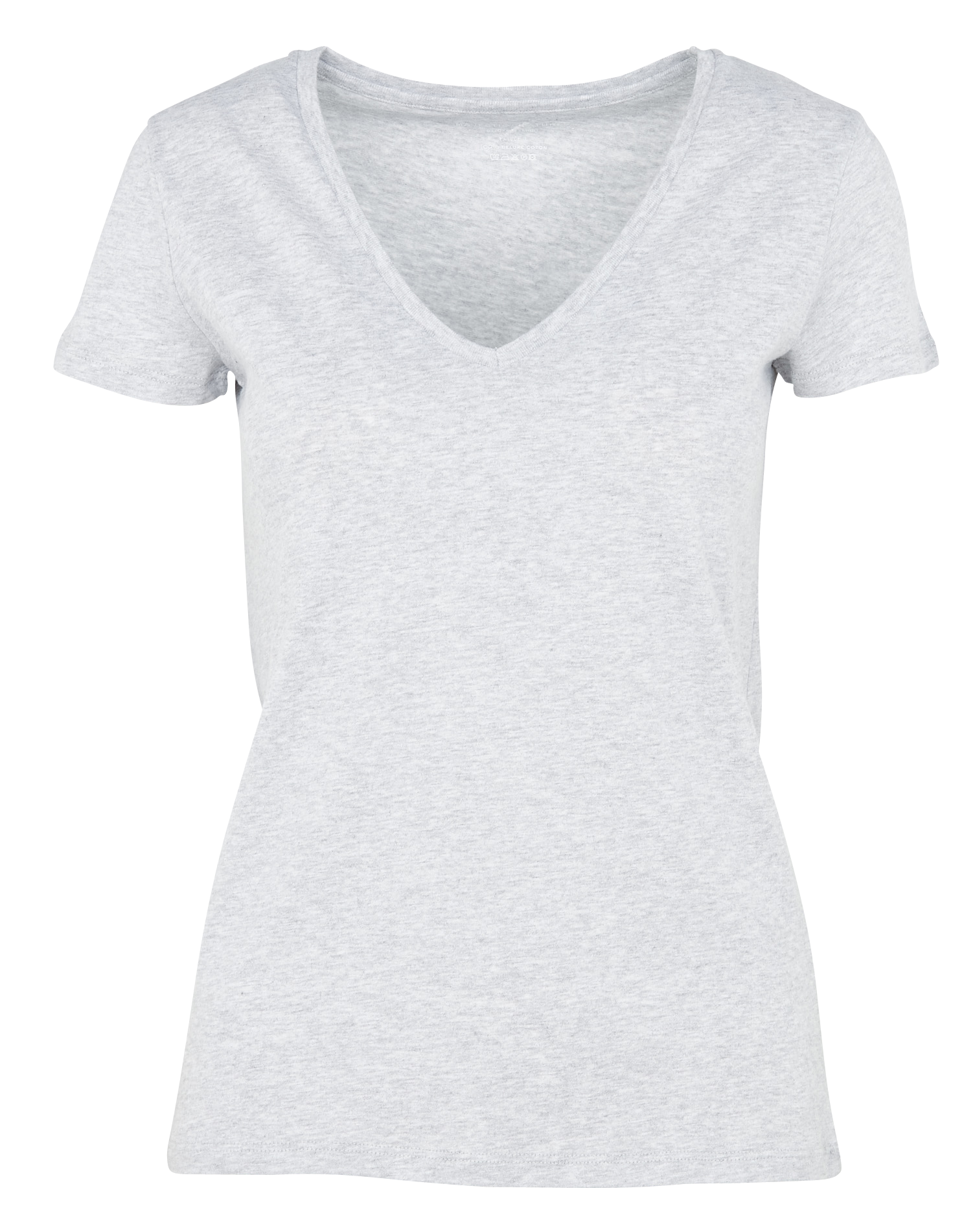 Baumwoll-T-Shirt mit V-Ausschnitt Grau