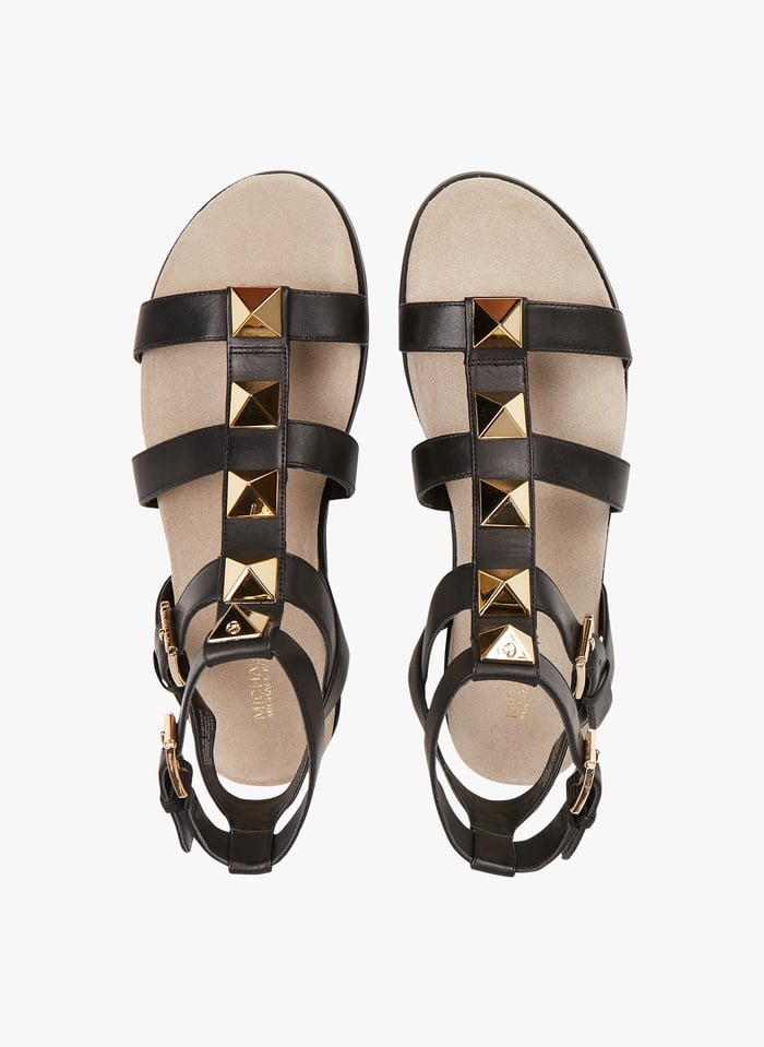 Sandales plates en cuir Noir