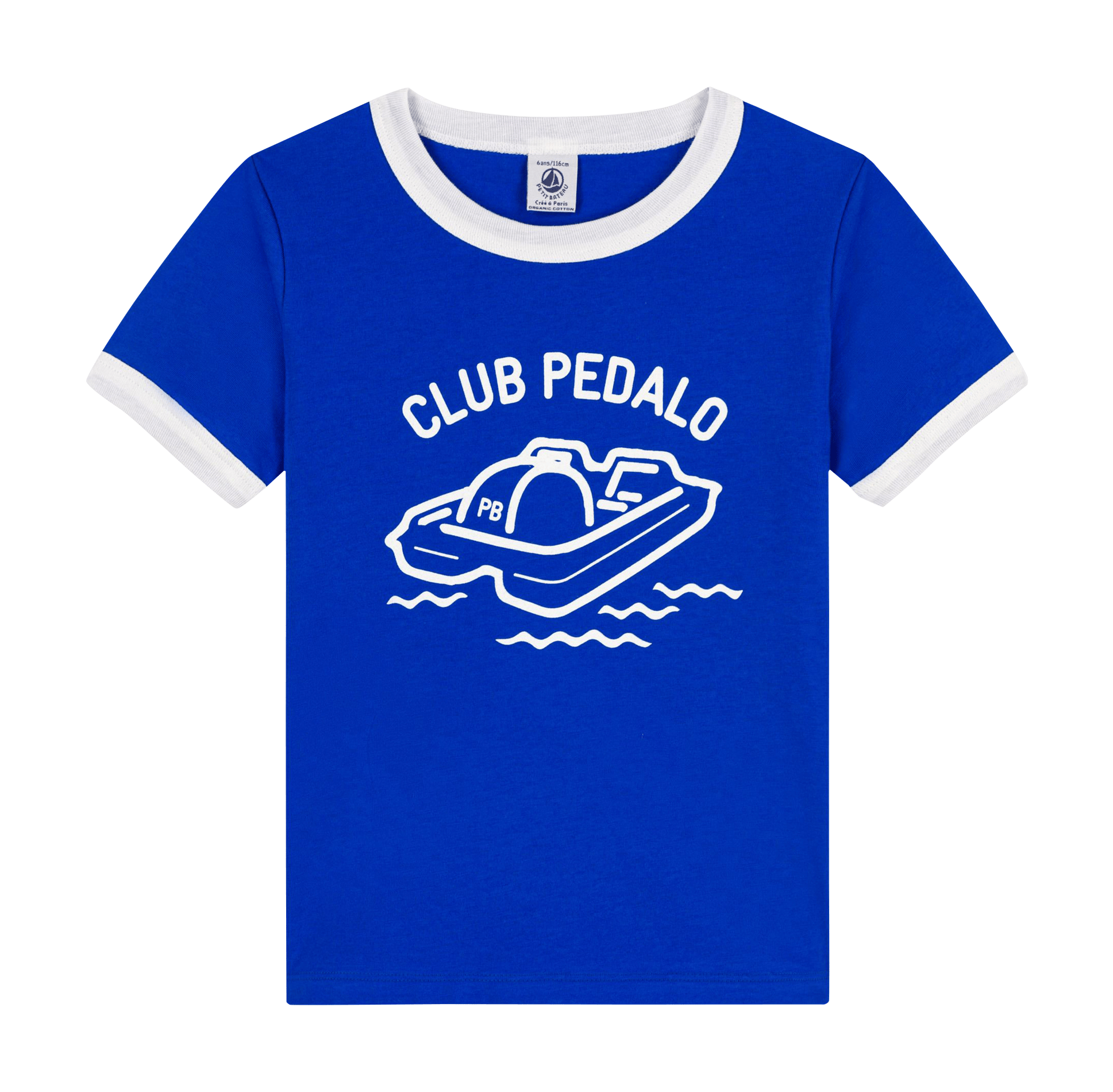 Round-neck cotton T-shirt BluePETIT BATEAU