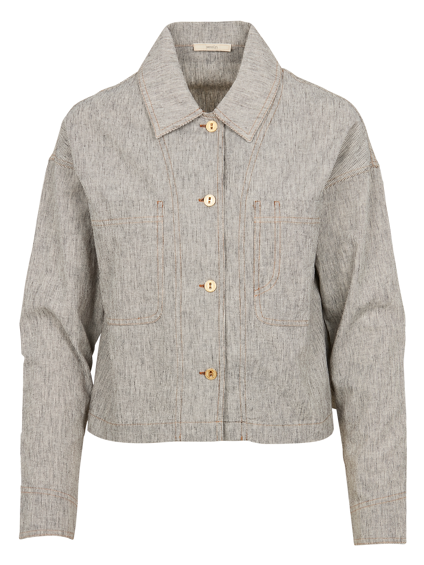 Linen- and cotton-blend straight overshirt with classic collar SESSUN Grey