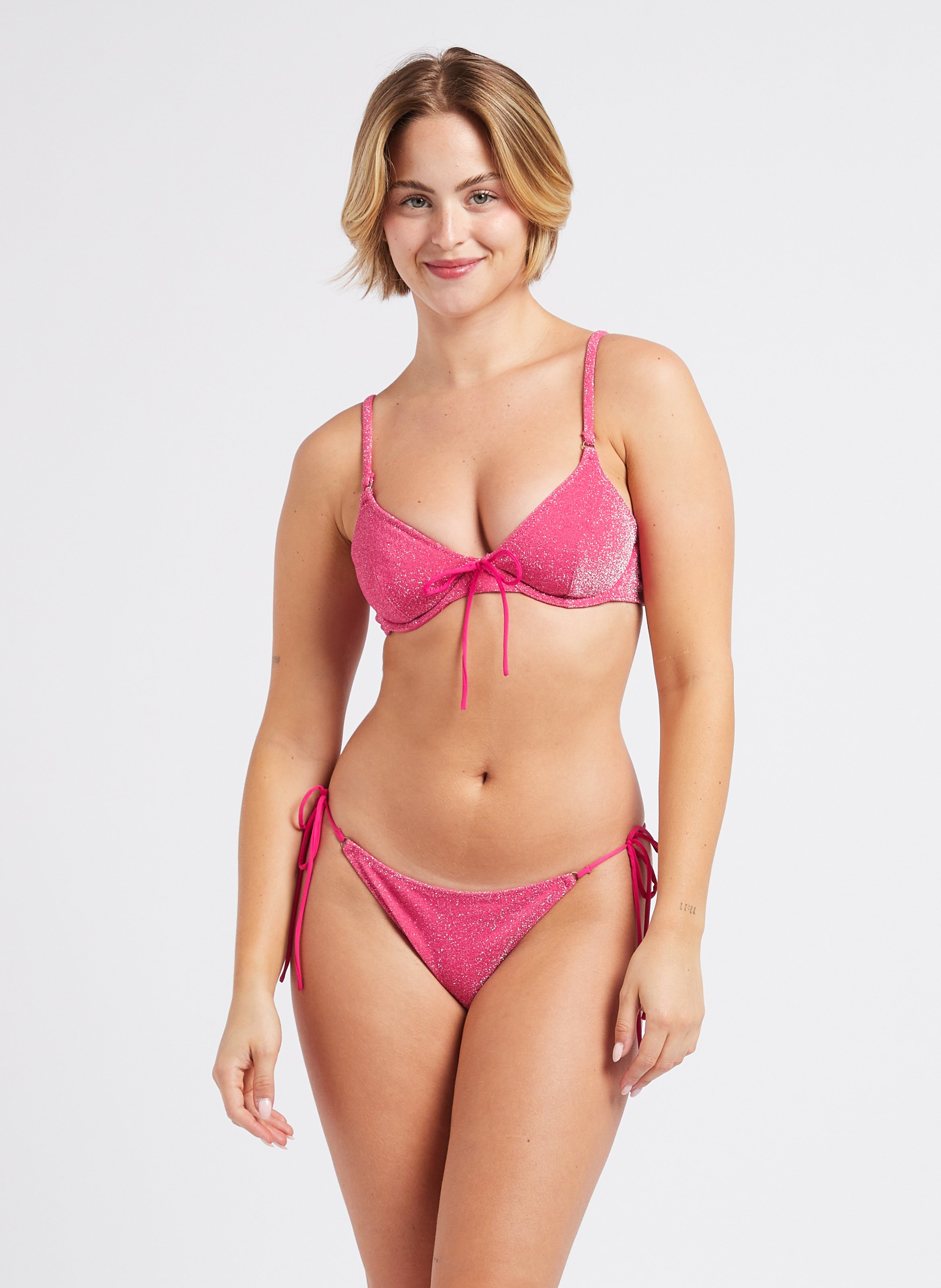 Bikini échancré à fils métallisés LOVE STORIES Rose