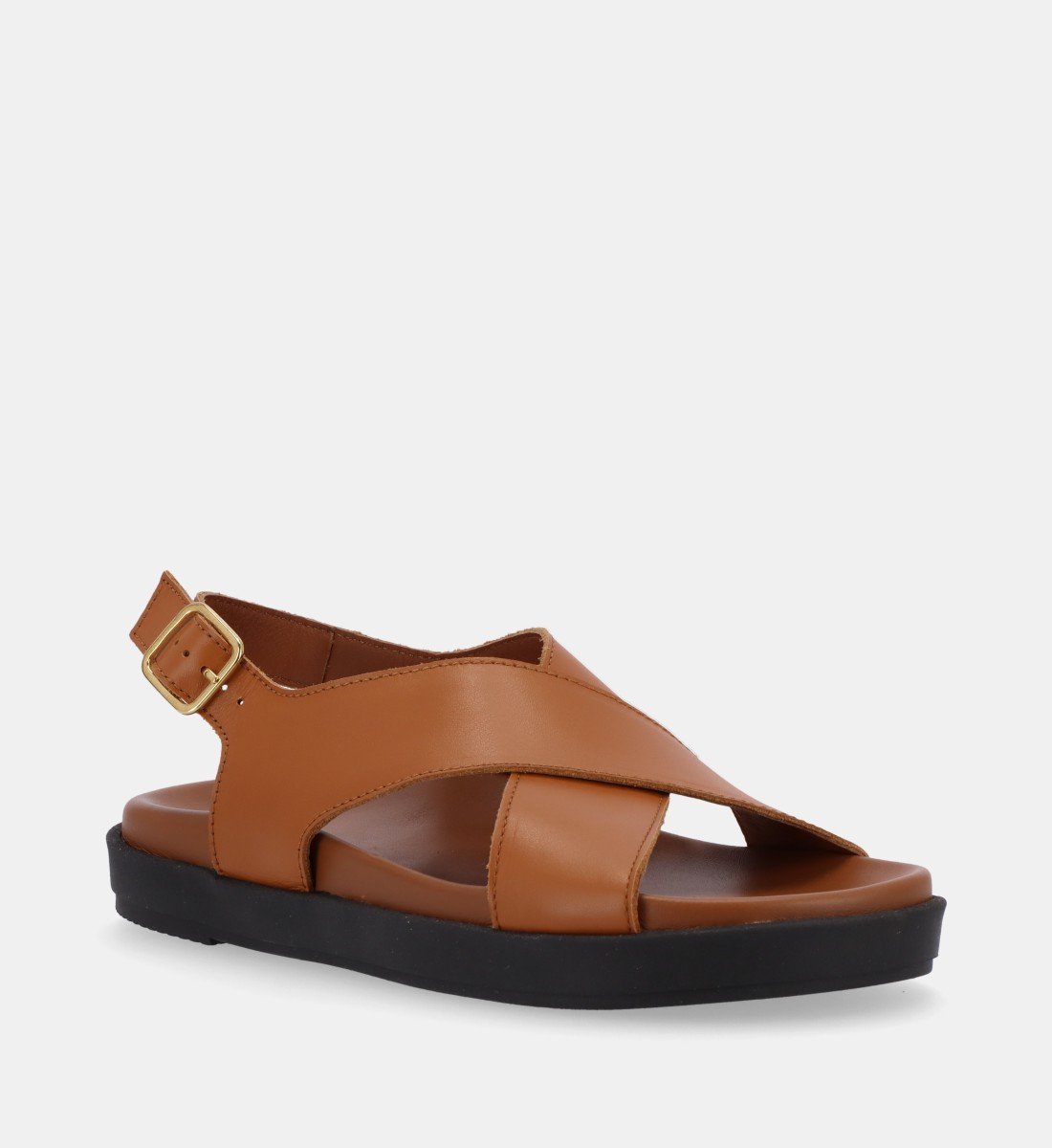 Flat leather sandals ALOHAS Brown