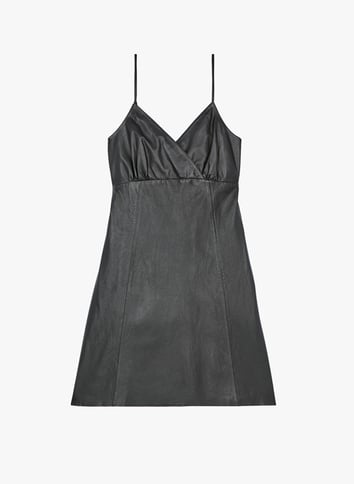 Robe courte avec détails de nœuds noire femme | The Kooples Robe courte avec détails de nœuds noire femme | The Kooples