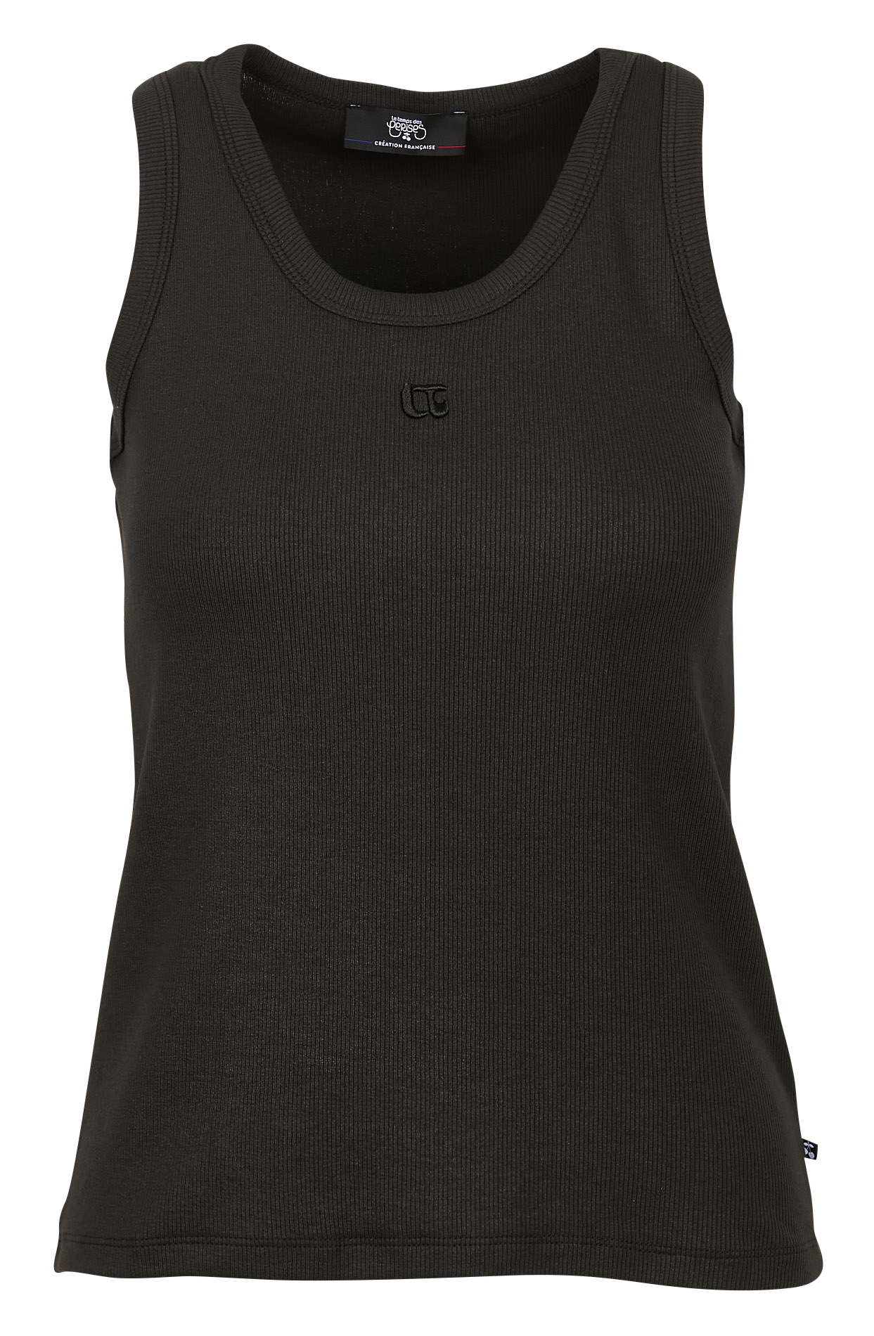 Ribgebreide tanktop met ronde hals LE TEMPS DES CERISES Zwart