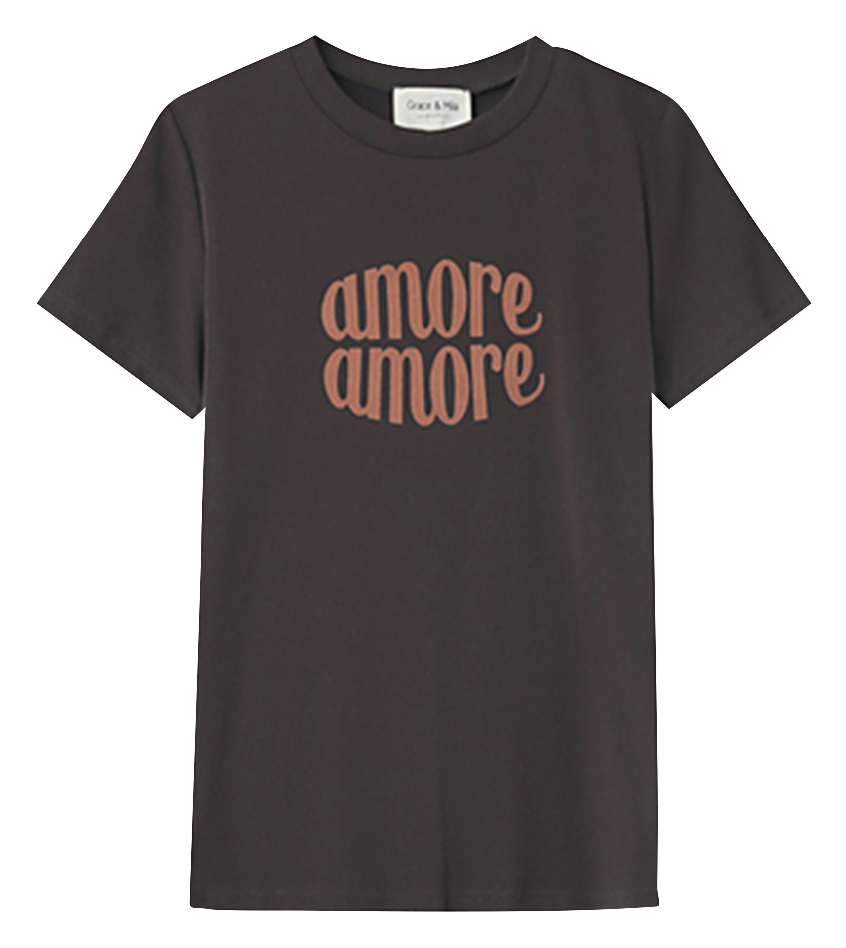 Tee-shirt col rond en coton mélangé GRACE ET MILA Gris