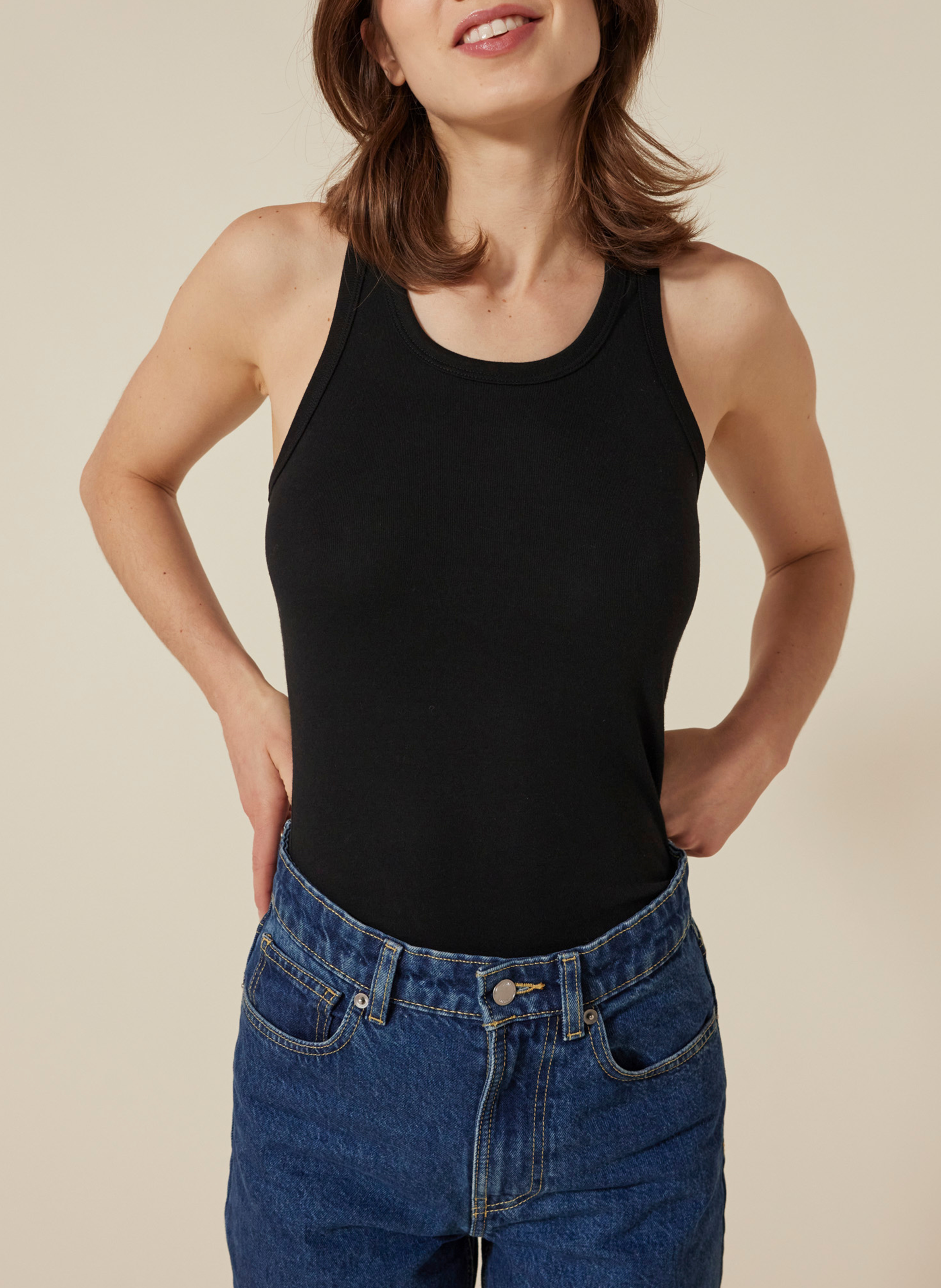 Débardeur ajusté en coton  PETIT BATEAU Noir