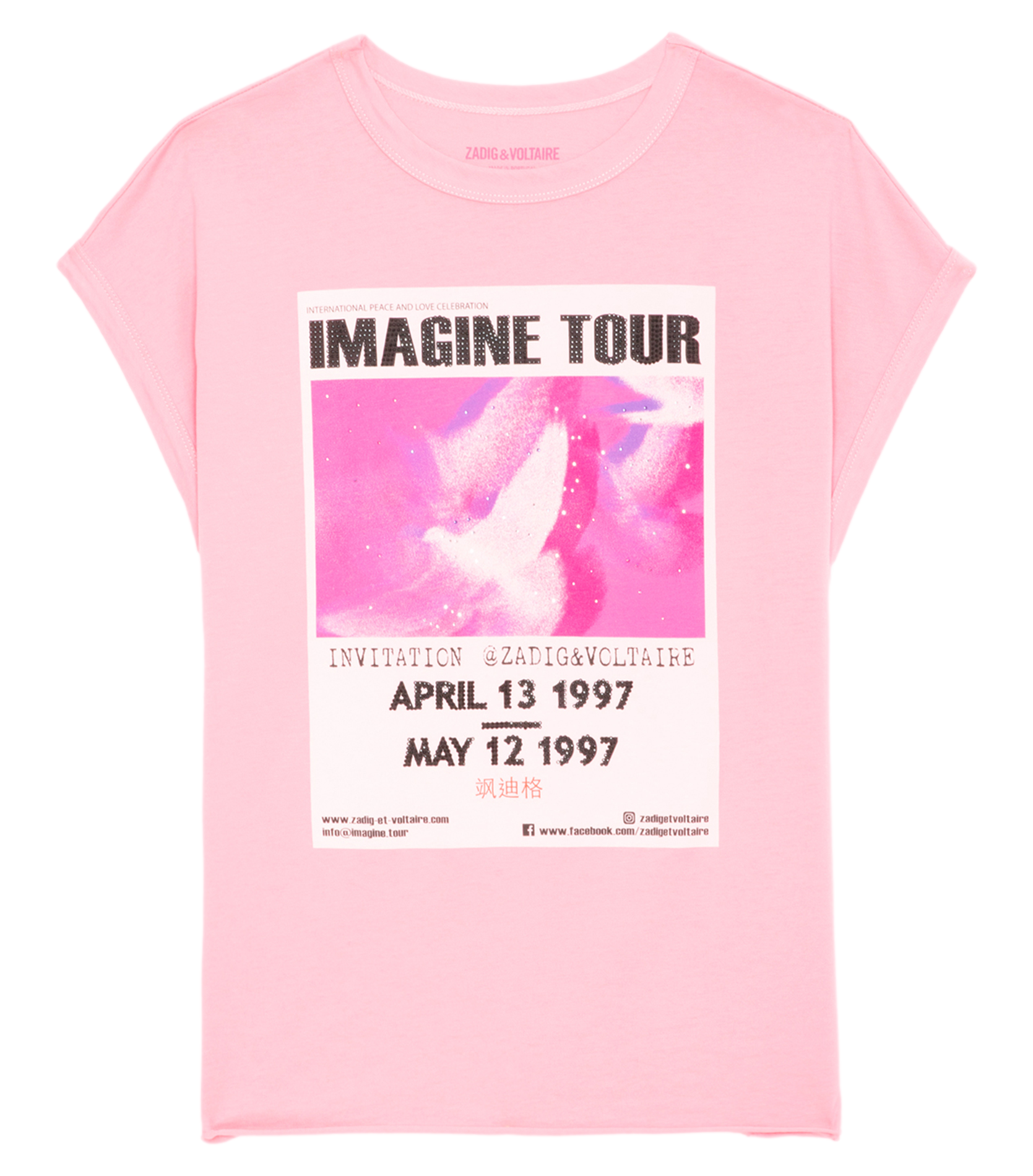 Tee-shirt imprimé en coton bio ZADIG&VOLTAIRE Rose