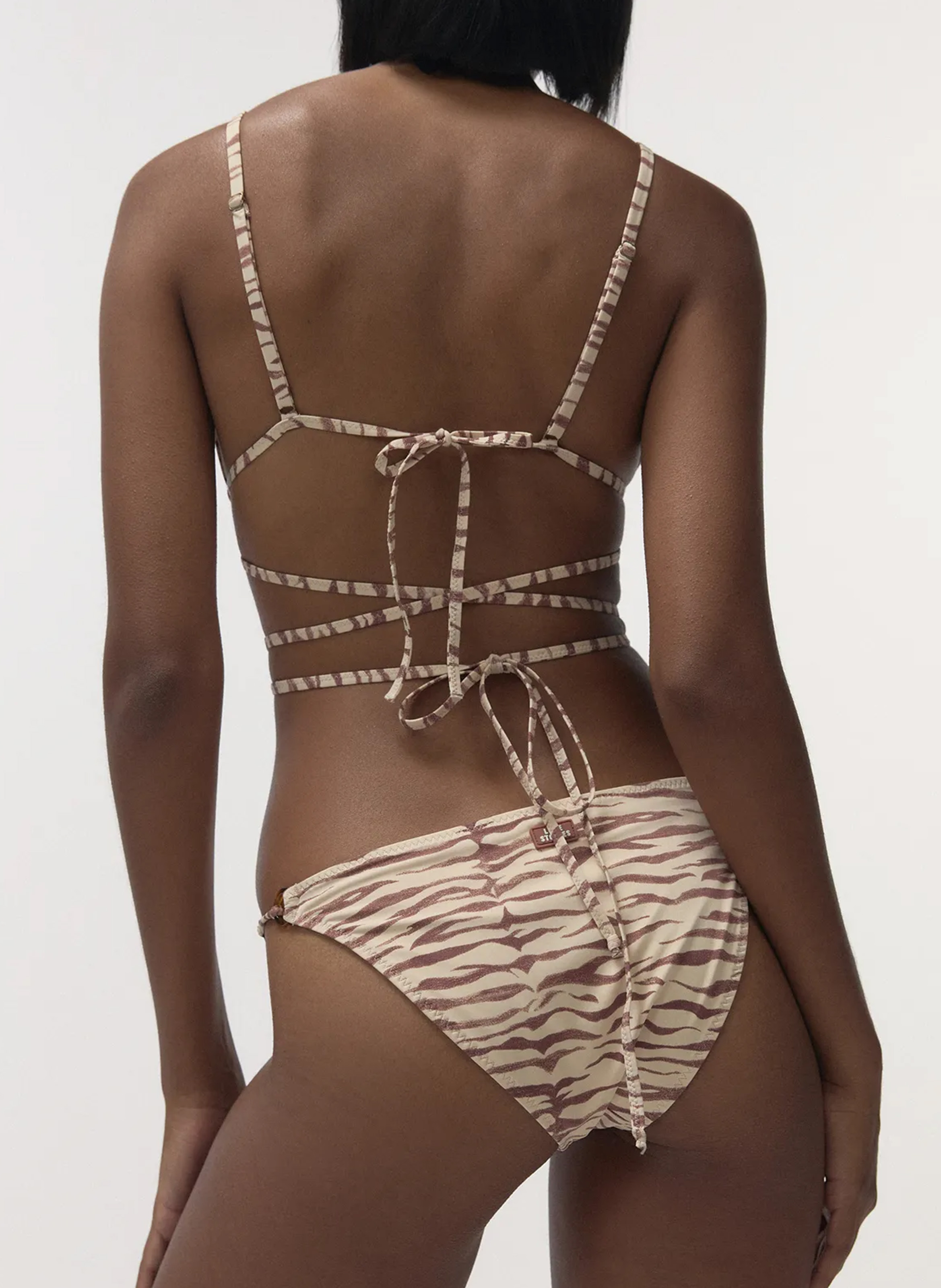 Top bikini triangle zébré LOVE STORIES Blanc