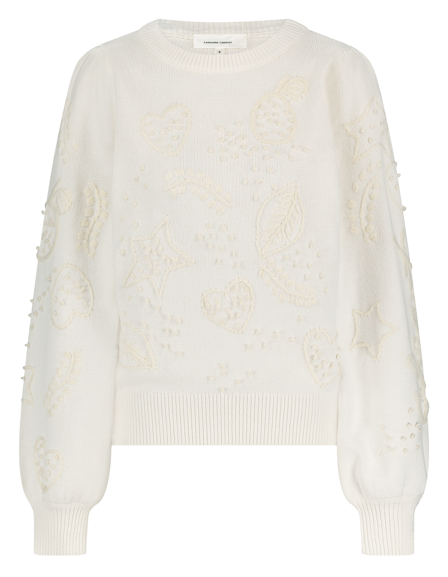 Trui met ronde hals en borduursel FABIENNE CHAPOT Wit