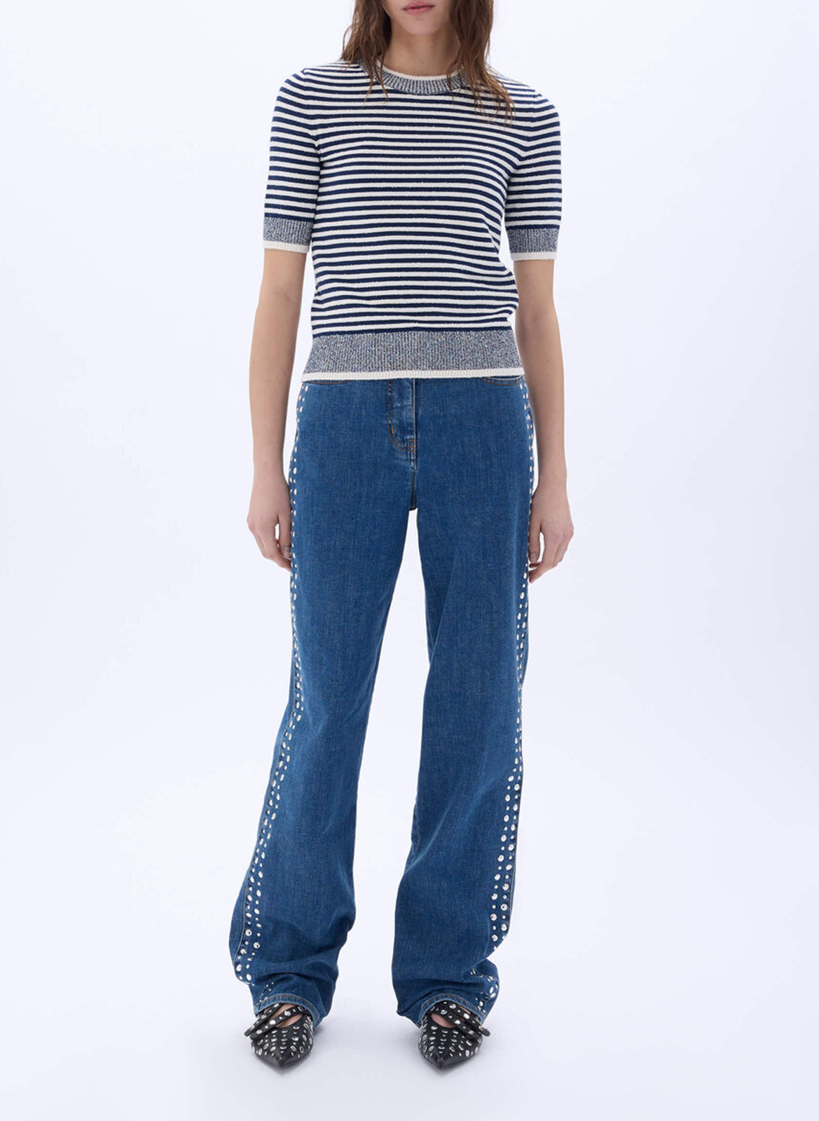 Pull droit rayé Multicolore