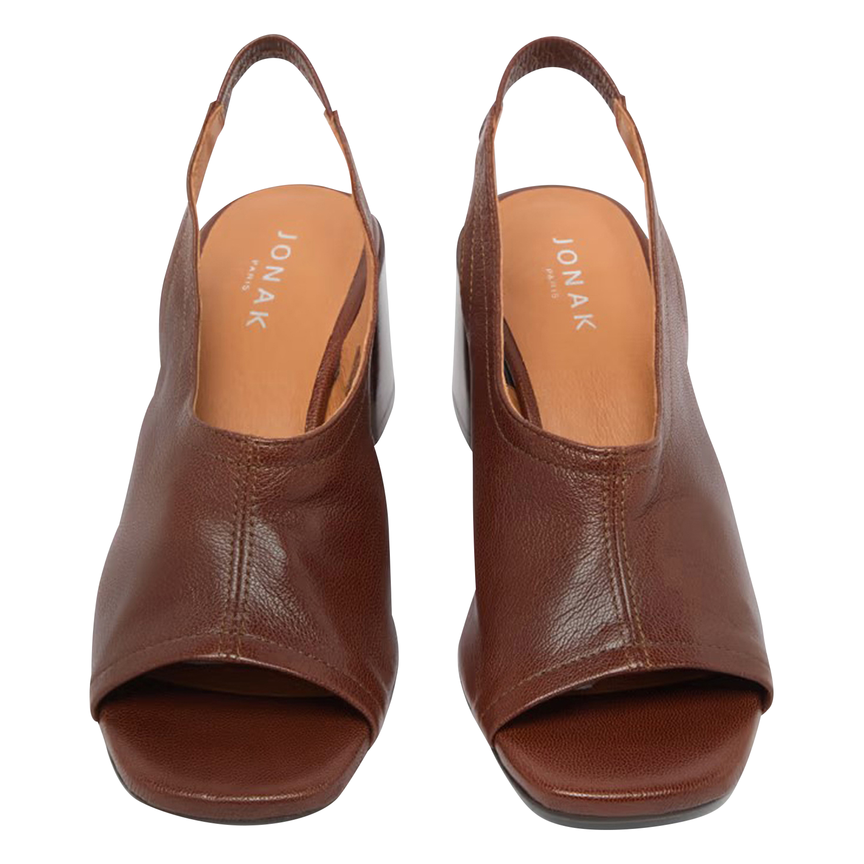 Sandales à talon en cuir JONAK Marron