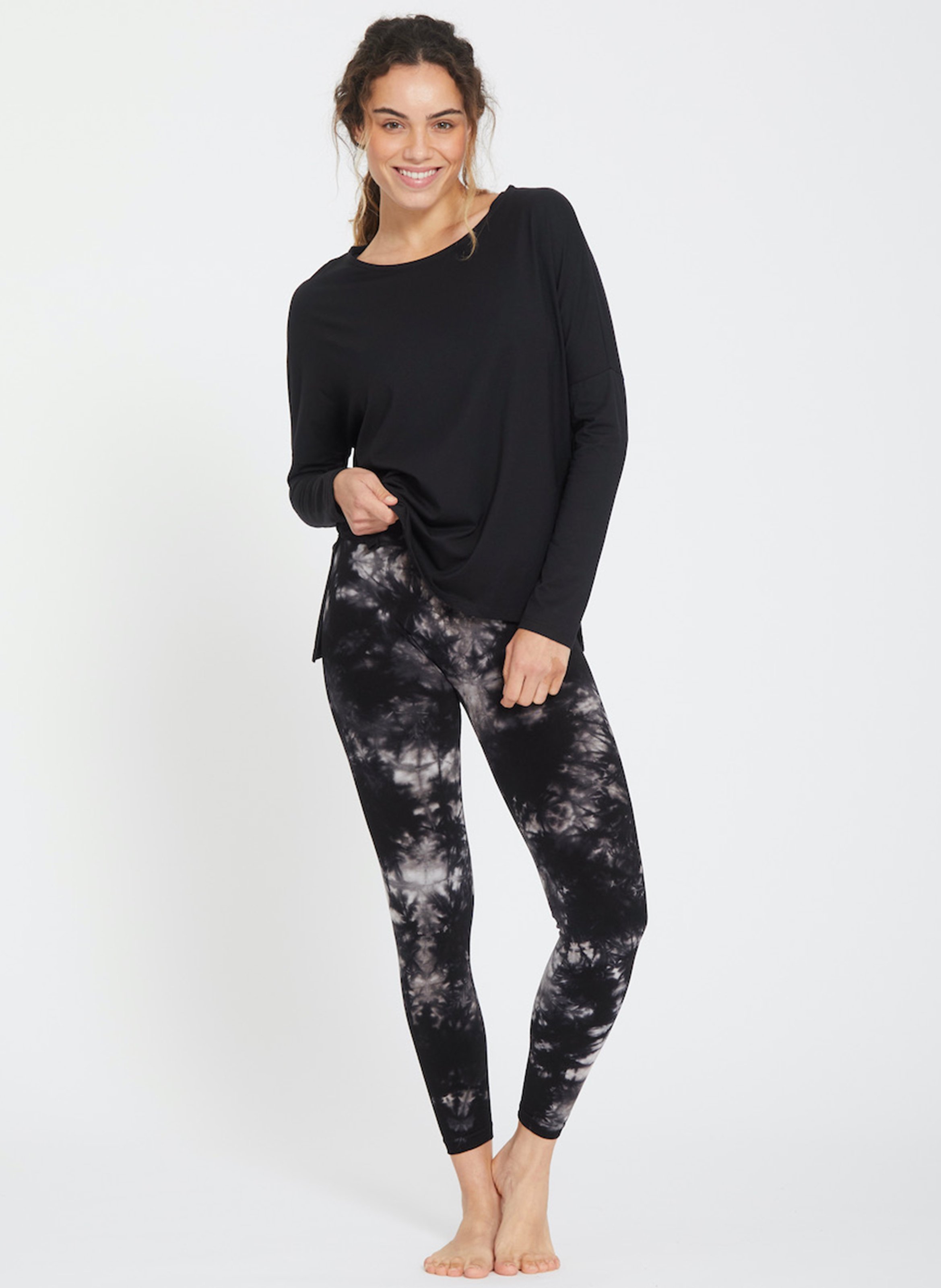 Tee-shirt droit en coton mélangé YOGA SEARCHER Noir