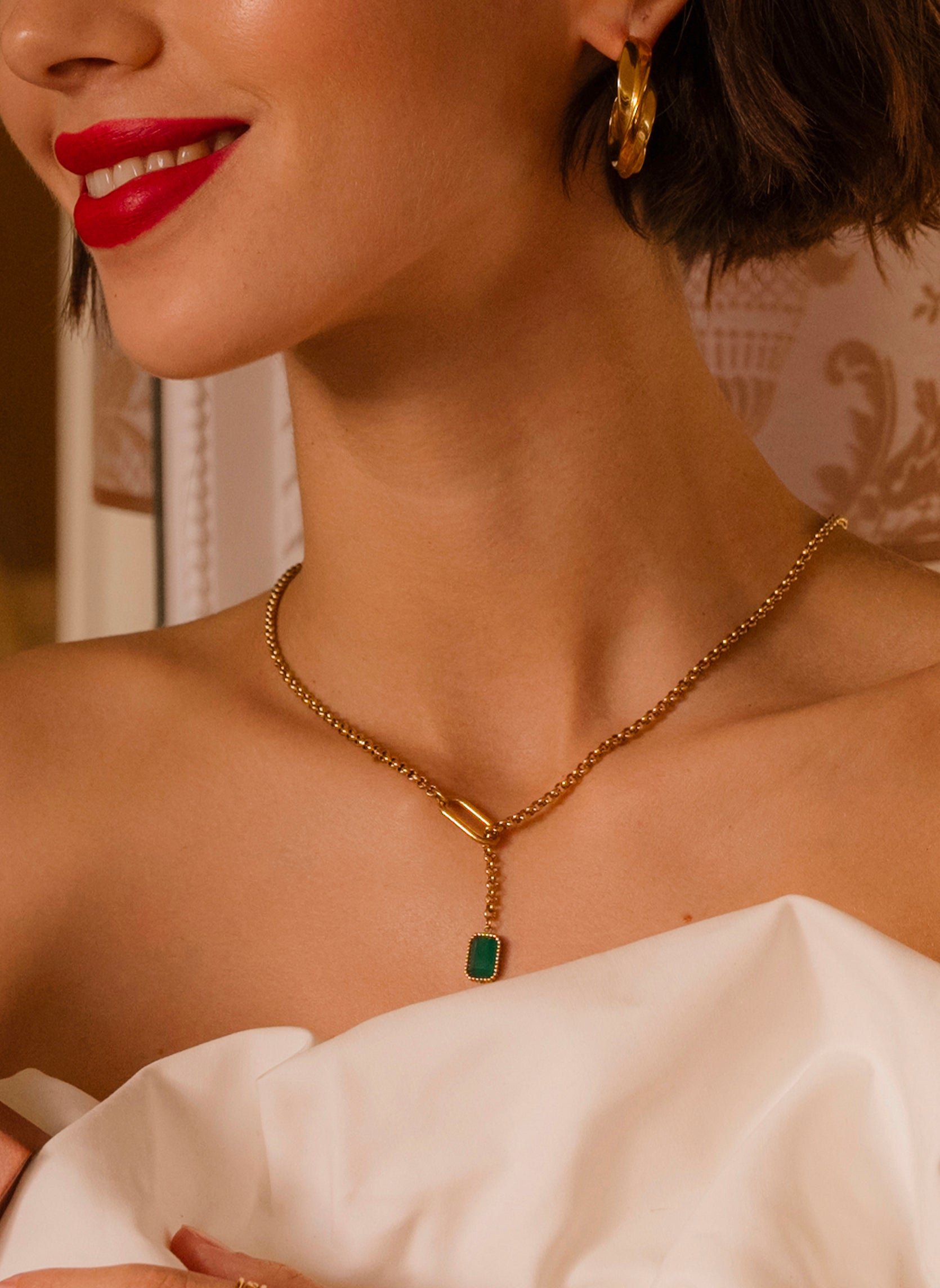 Alexandra chain necklace AEC Paris Green