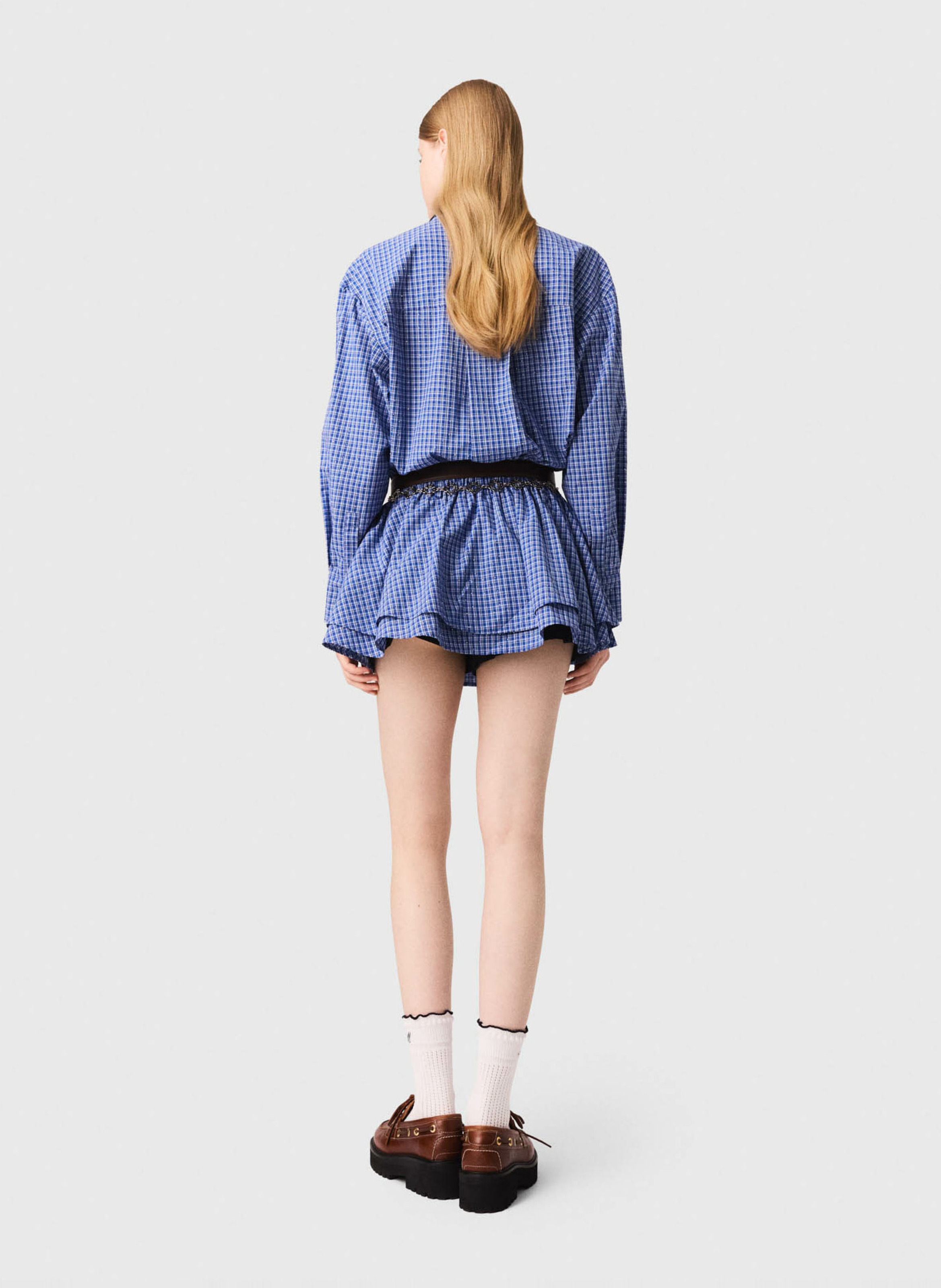 Robe courte col classique en coton  MAJE Bleu