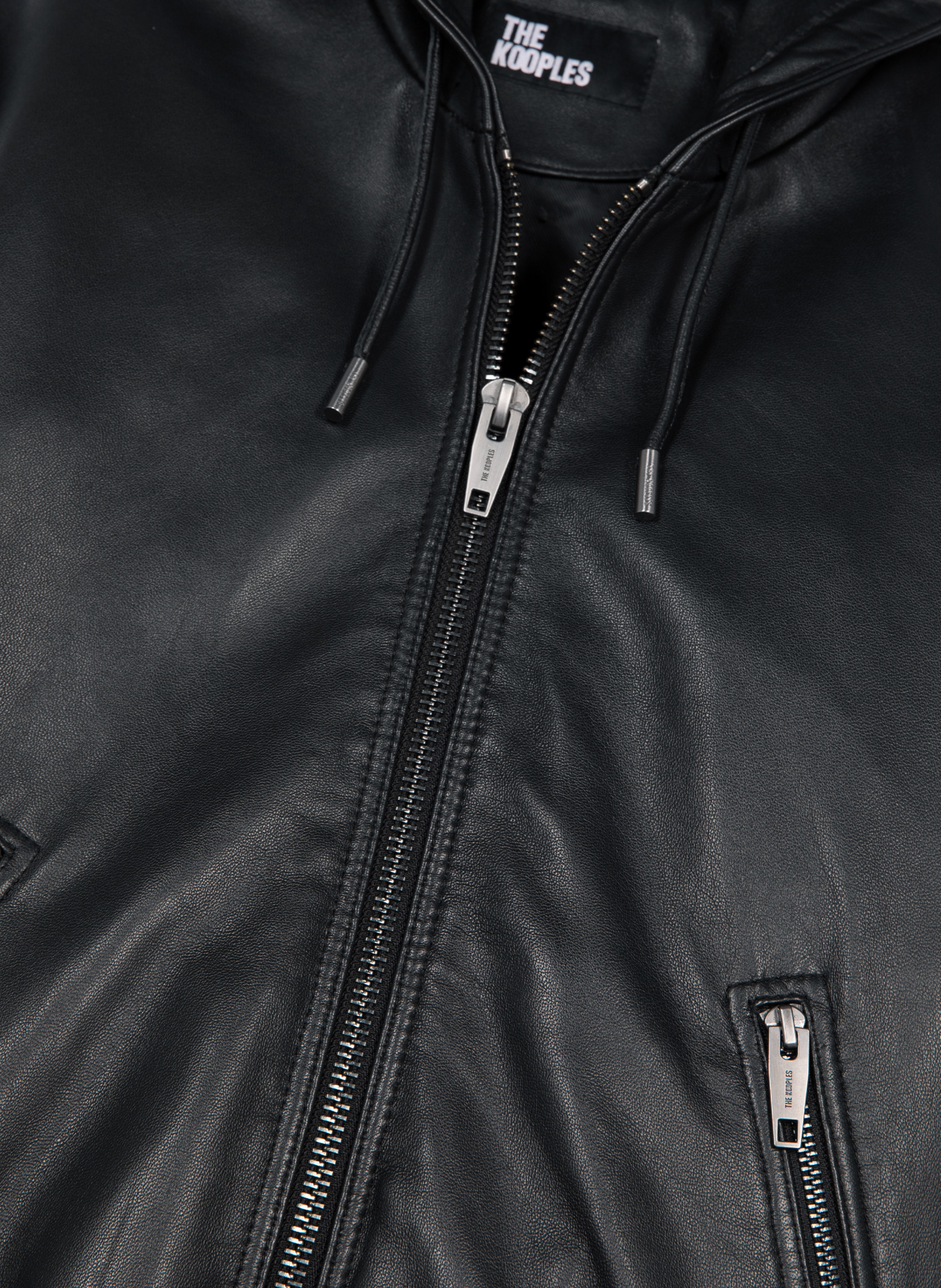 Leather jacket with hood THE KOOPLES Black