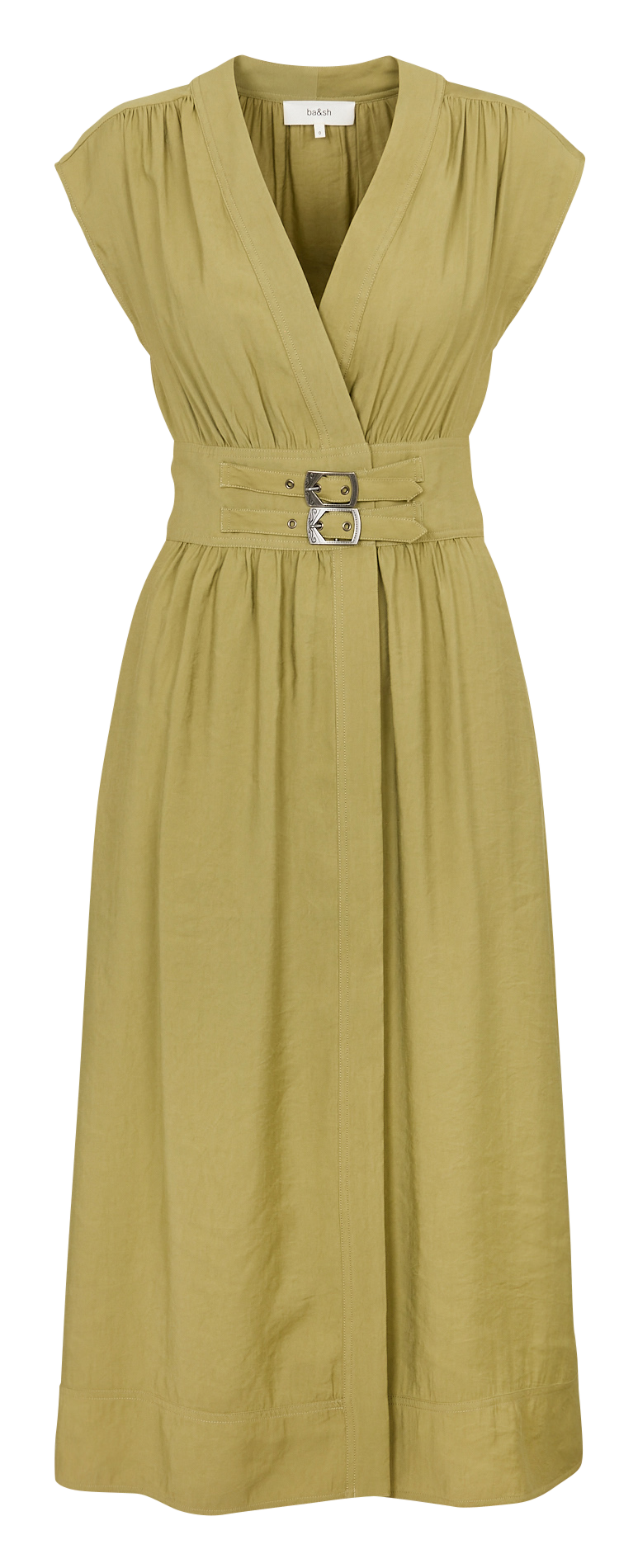 Halflange jurk met kraag BA&SH Kaki