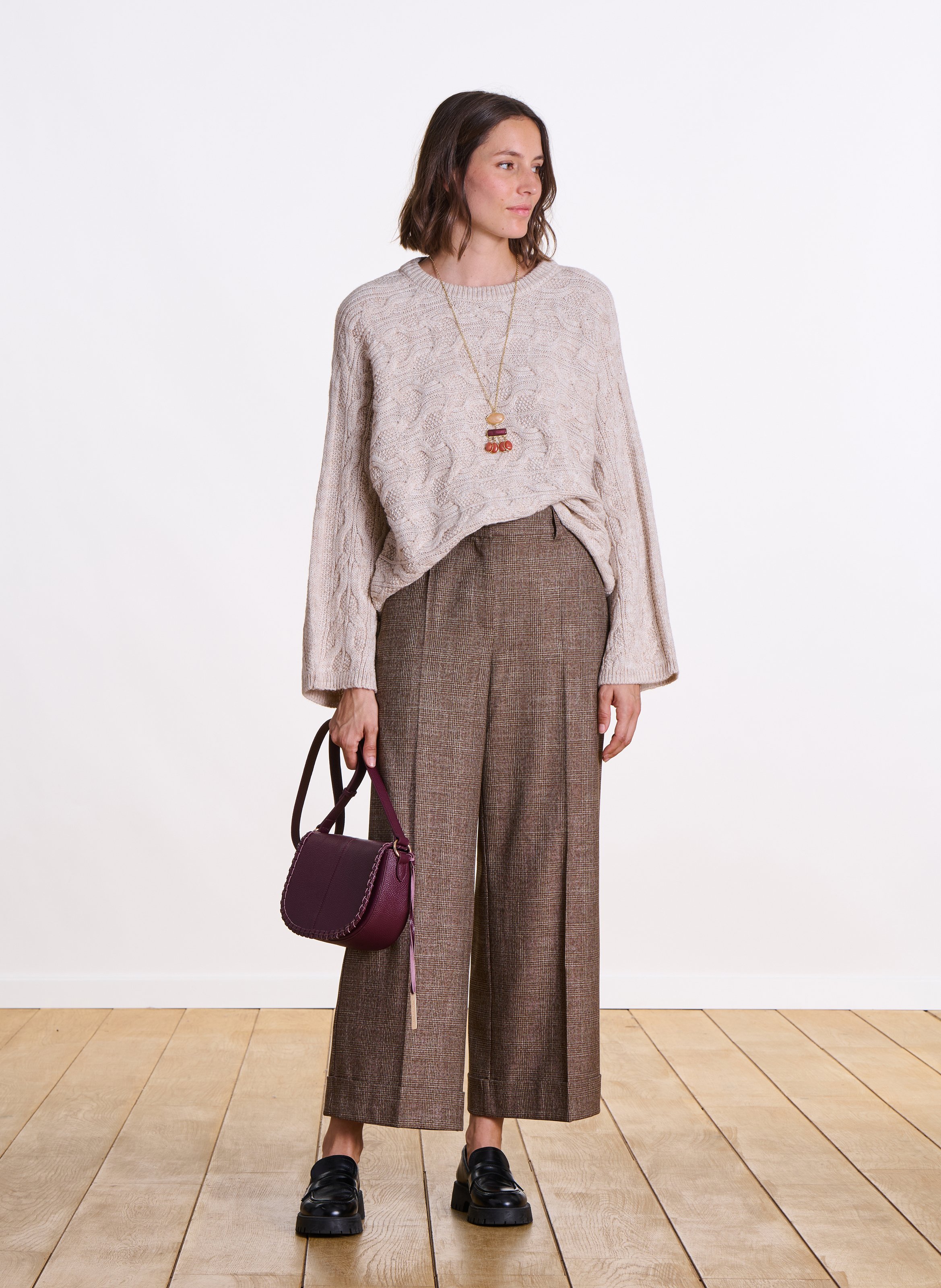 Long wool-blend knit cardigan LA FEE MARABOUTEE Beige