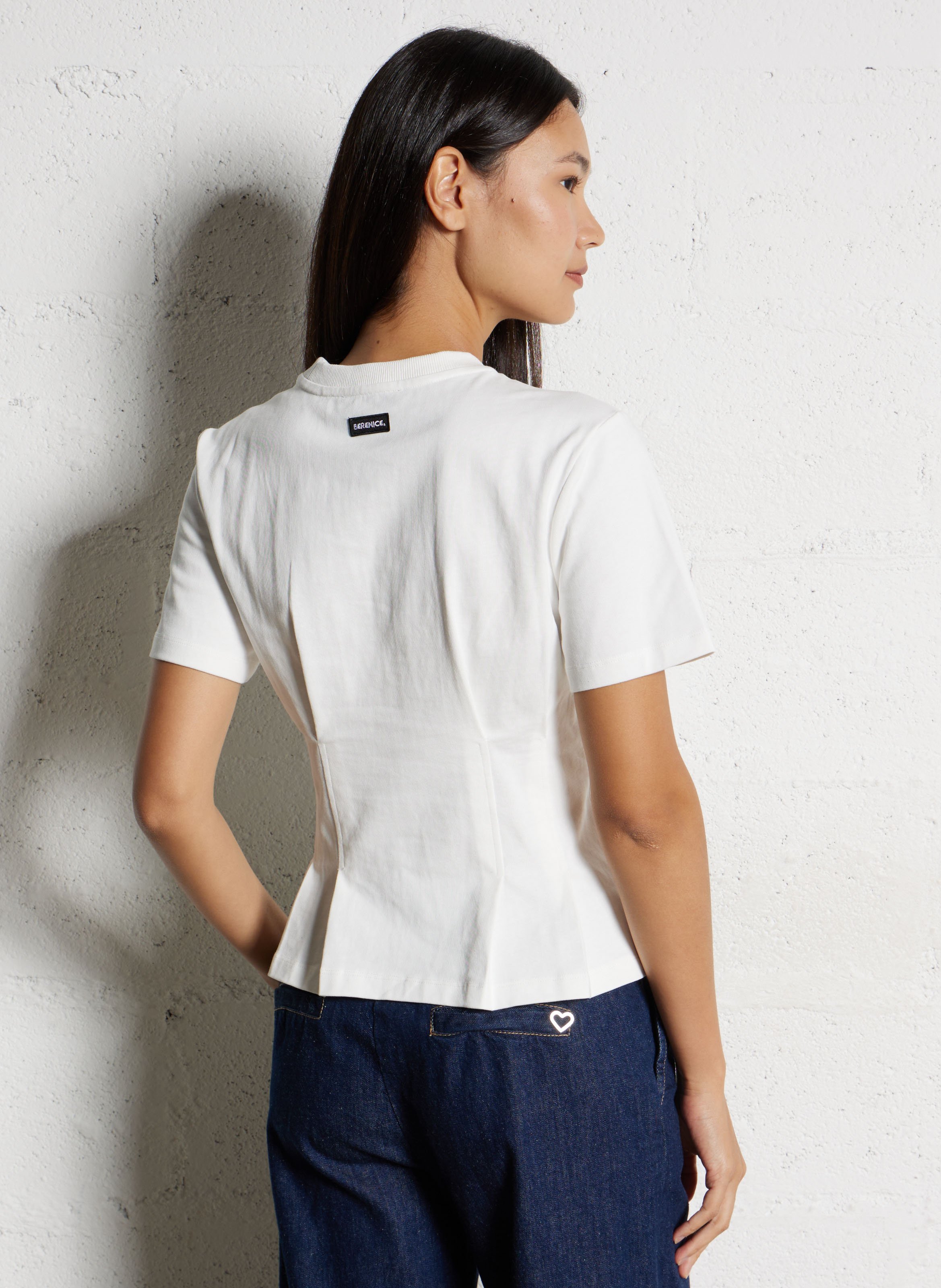 Baumwoll-Pullover mit Rundhalsausschnitt BERENICE Weiss