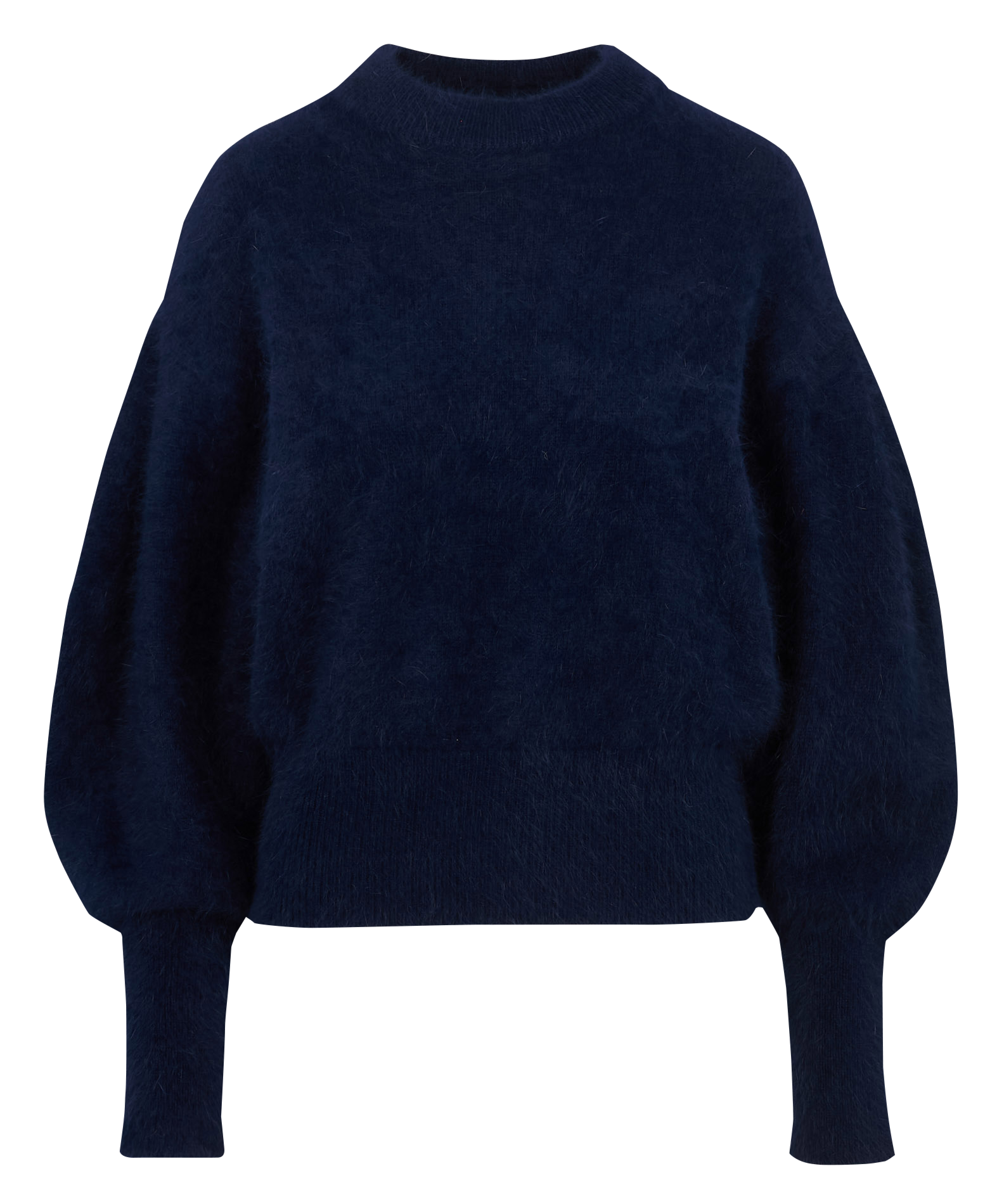 Pull ample col rond en angora mélangé BELLEROSE Bleu