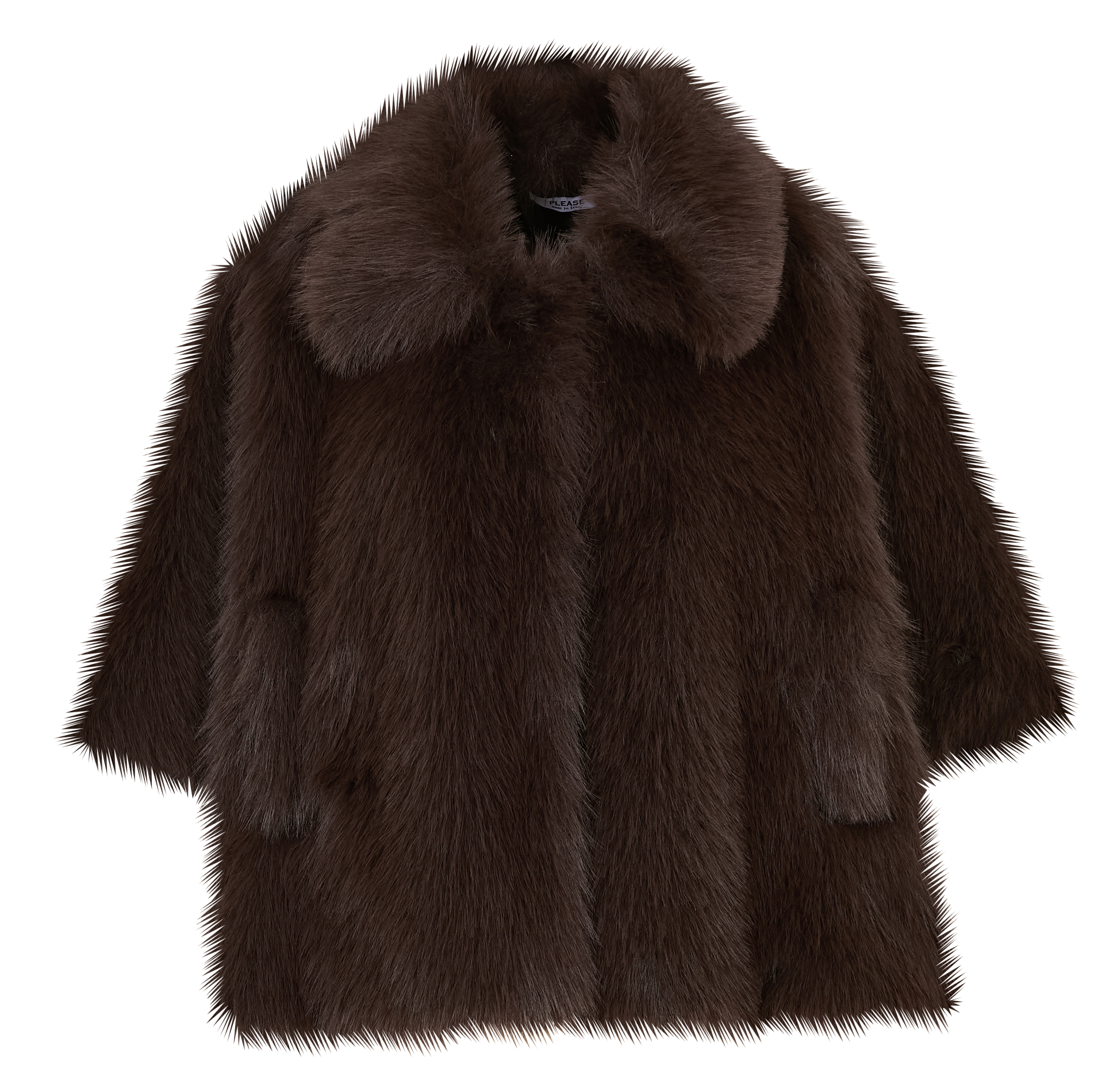 Manteau manches 3/4 en fausse fourrure PLEASE Marron