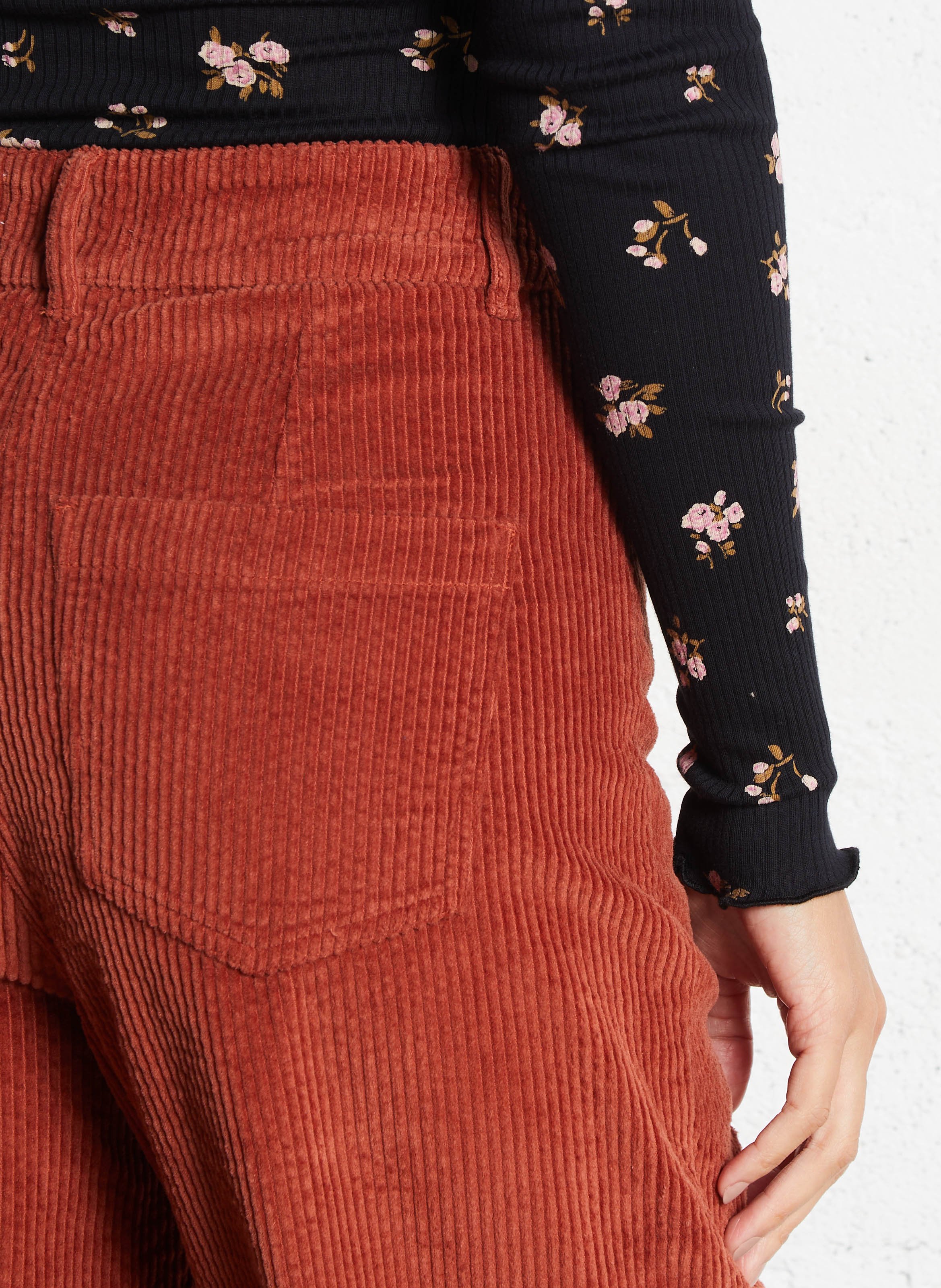 Straight corduroy velvet trousers DES PETITS HAUTS Orange