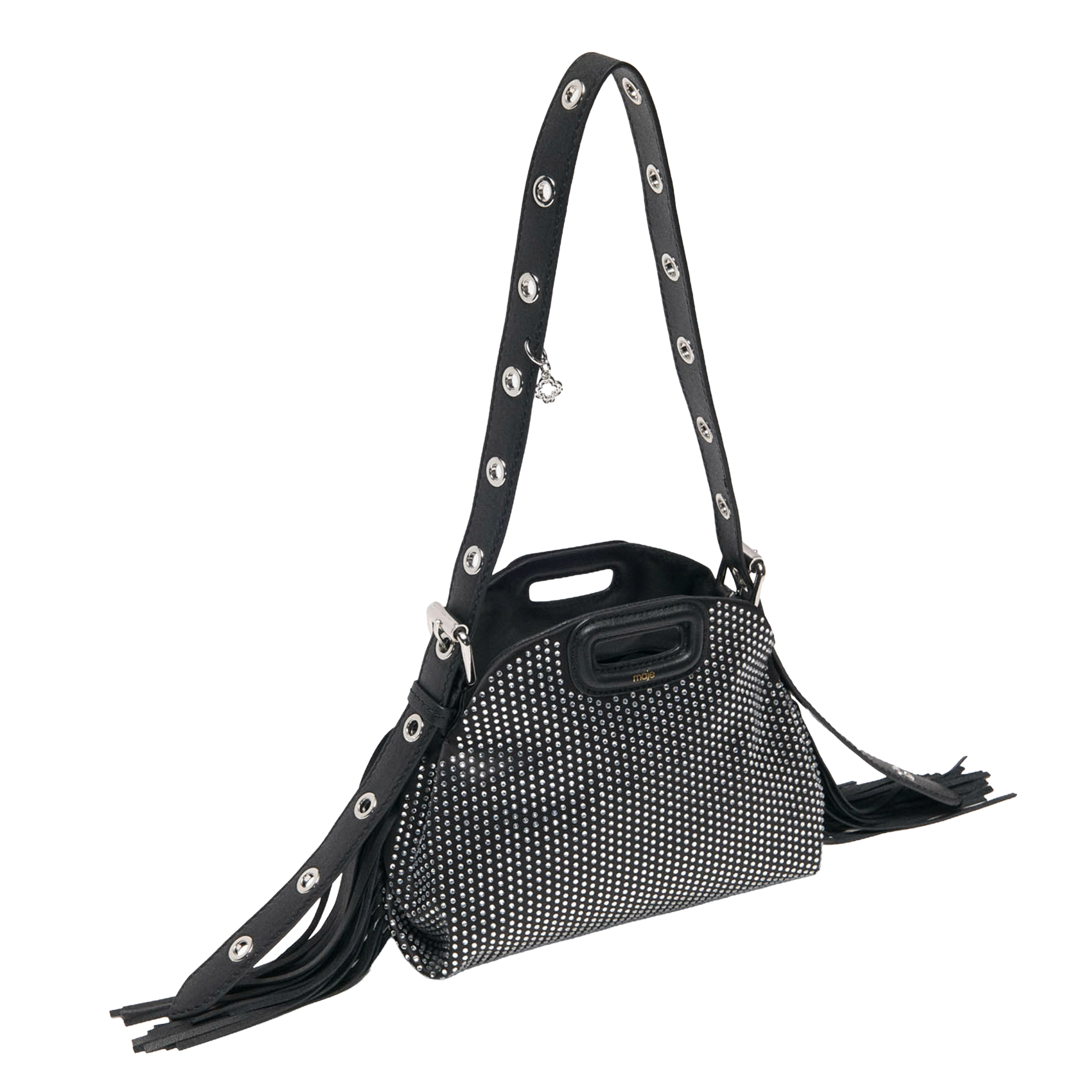 Sac bandoulière à strass MAJE Noir