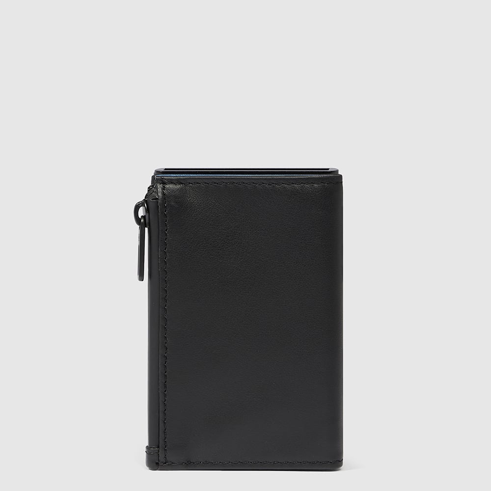 Compact wallet for bills, coins, and credit cards with a sliding system, RFID protection PIQUADRO Black