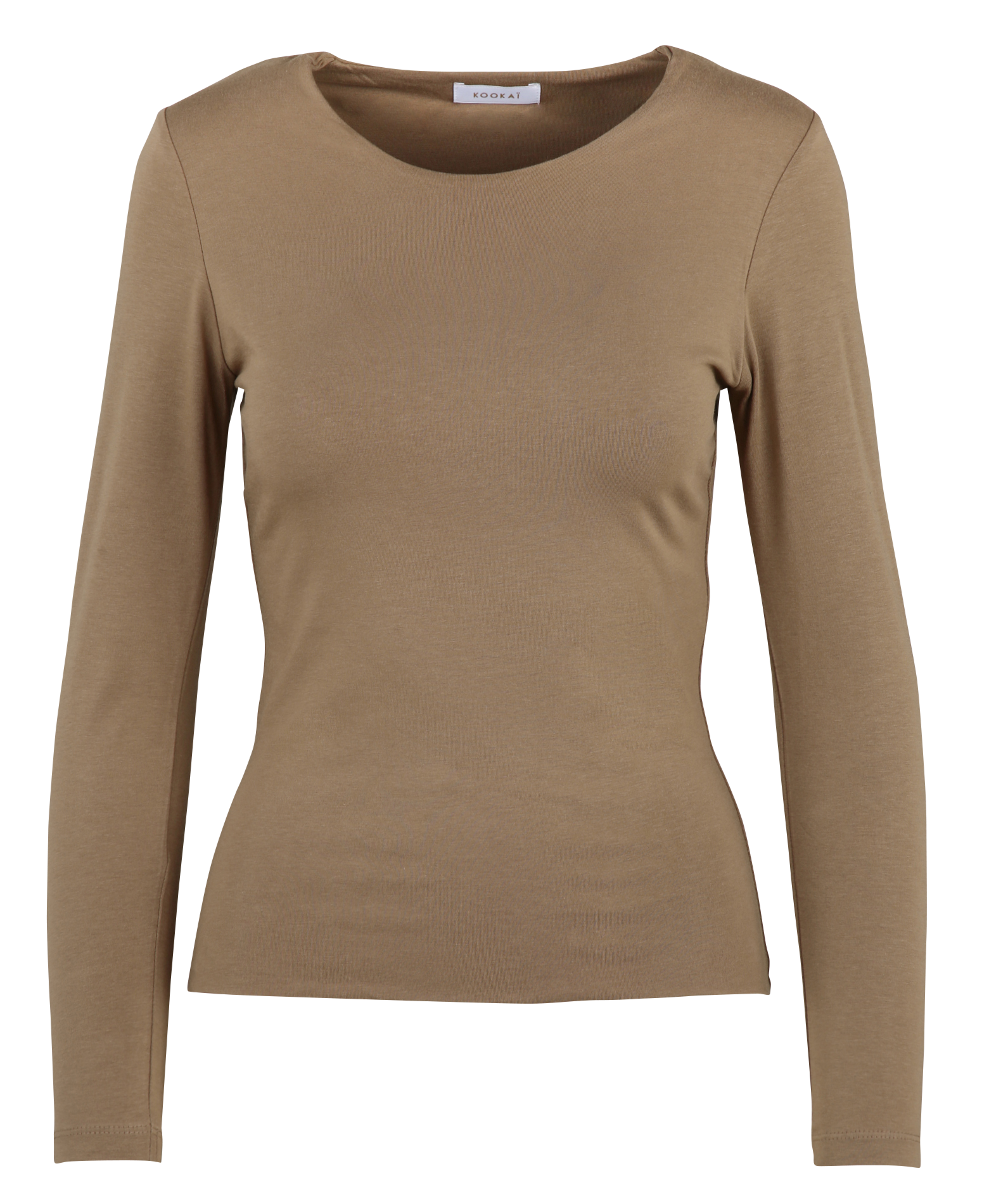 Tee-shirt moulant col rond en coton mélangé KOOKAI Beige
