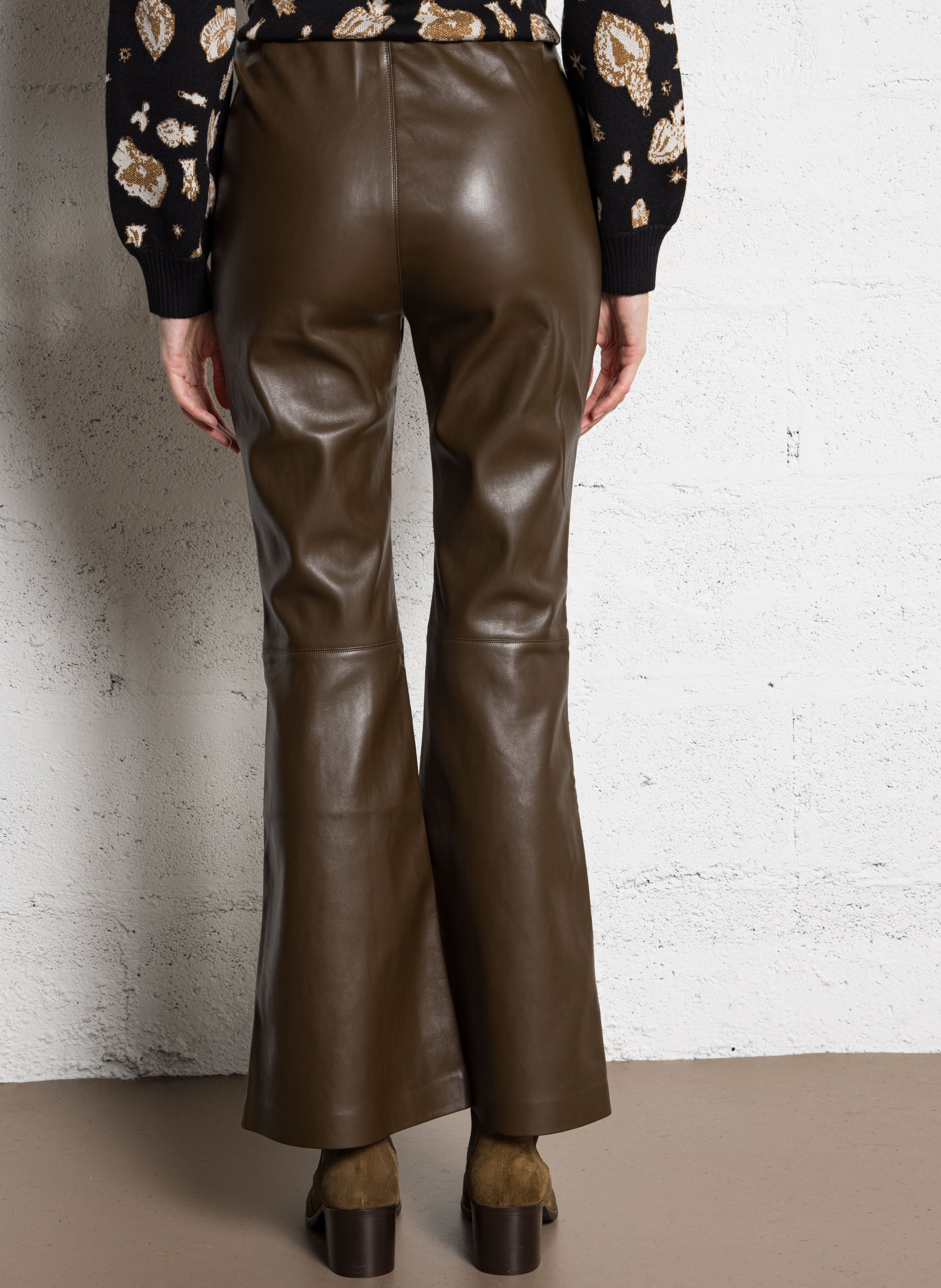 Faux leather flare pants BERENICE Brown