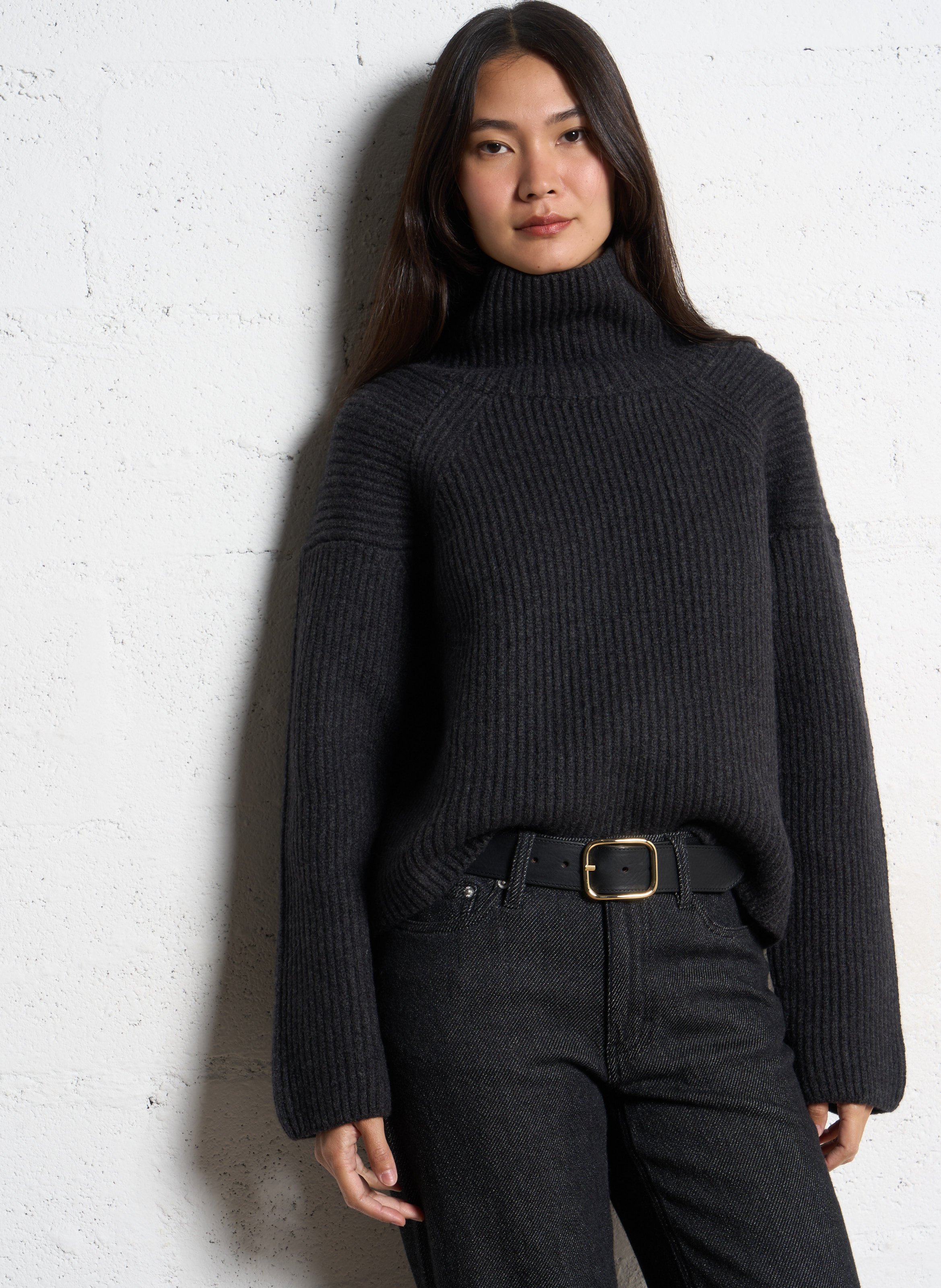 High-neck wool-blend sweater SOEUR Grey