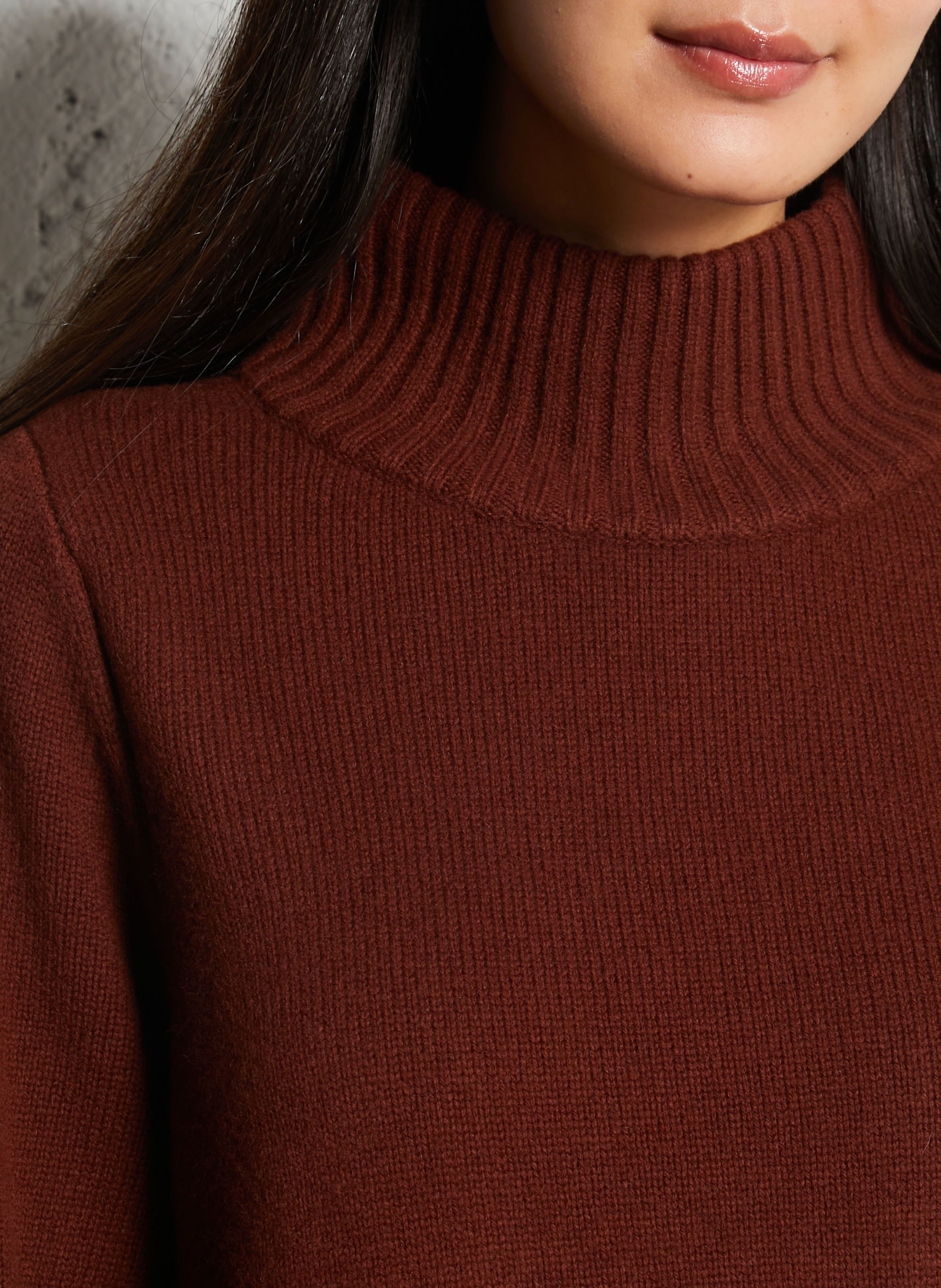 Short high-neck merino wool dress PETITE MENDIGOTE Brown