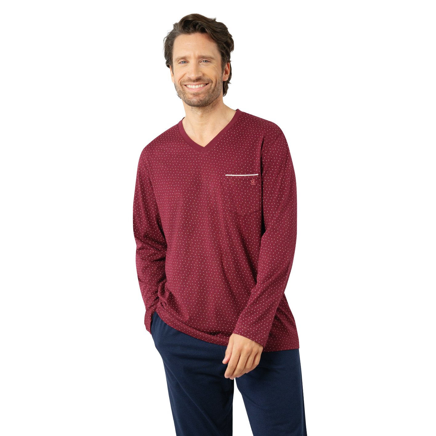 Men's V-neck long pajamas by Eminence EMINENCE Multicolored