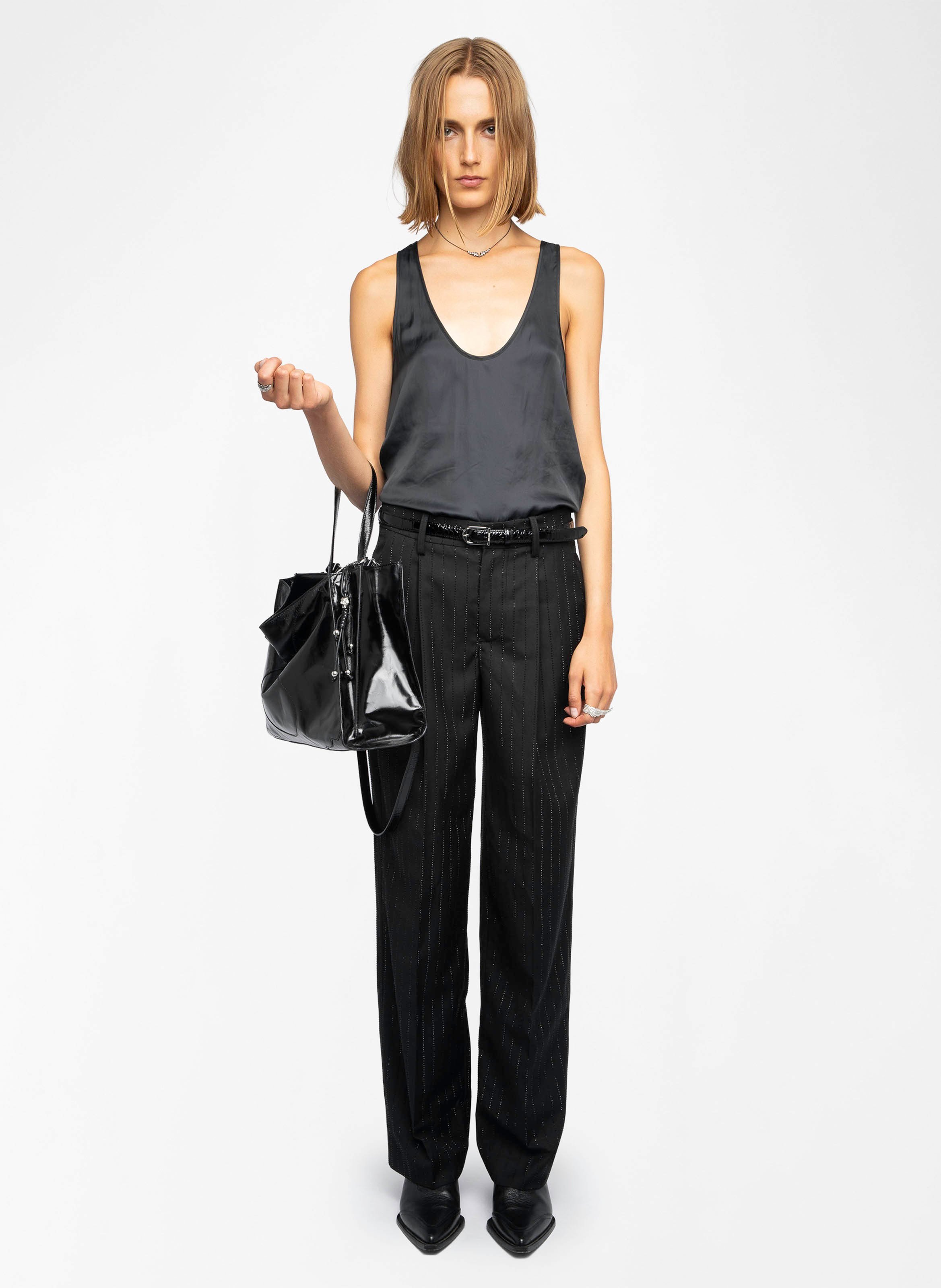 Pantalon droit à fines rayures ZADIG&VOLTAIRE Noir