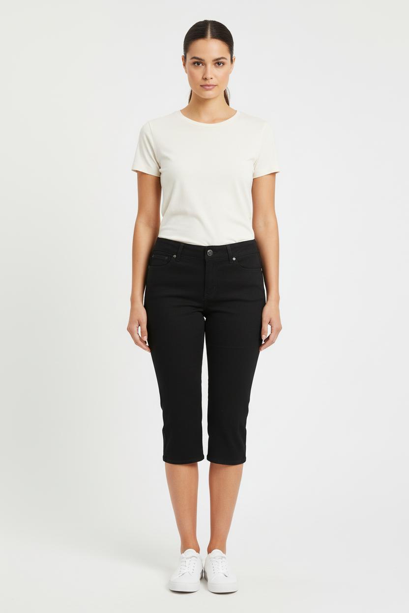 Cropped slim jeans with studs LEE - Seconde Main Black