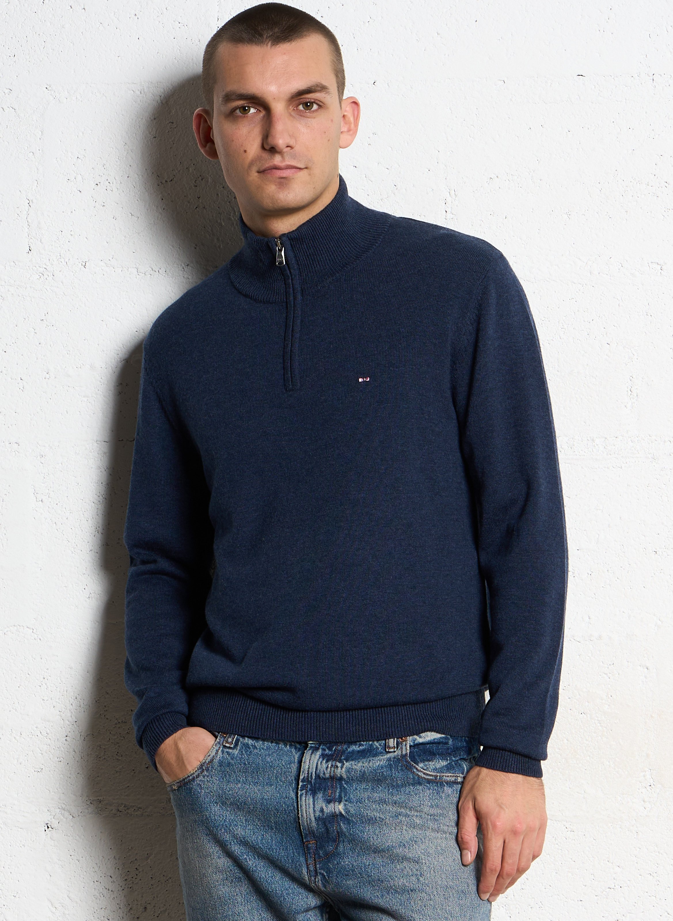 Pull col camionneur en laine mélangée EDEN PARK Bleu